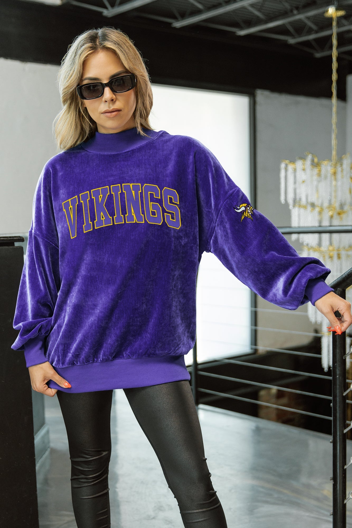 MINNESOTA VIKINGS MAKE A MOVE MOCK NECK CHENILLE PULLOVER