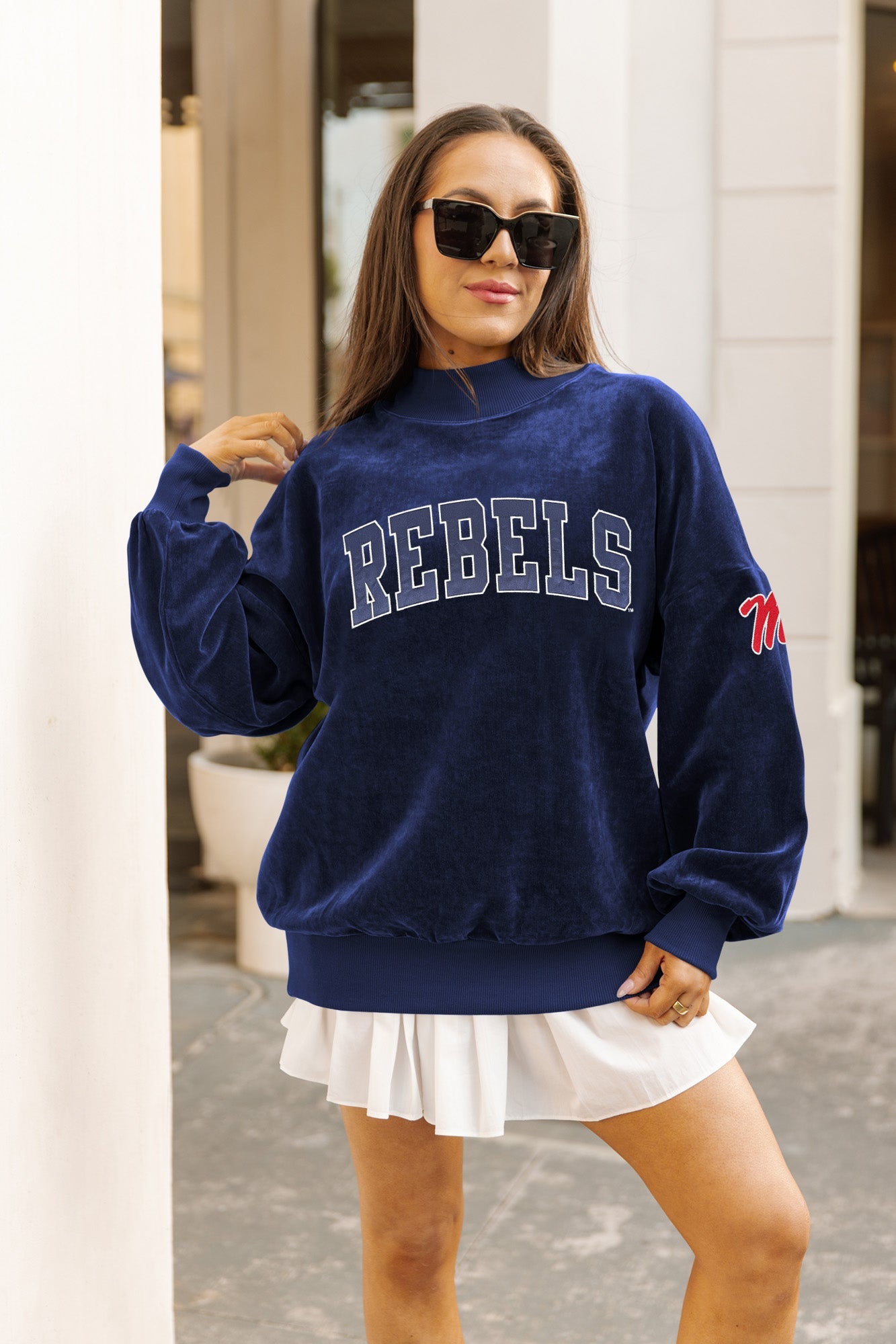 OLE MISS REBELS MAKE A MOVE MOCK NECK CHENILLE PULLOVER