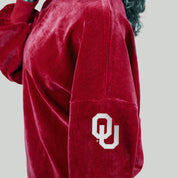 OKLAHOMA SOONERS MAKE A MOVE MOCK NECK CHENILLE PULLOVER