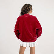 OKLAHOMA SOONERS MAKE A MOVE MOCK NECK CHENILLE PULLOVER