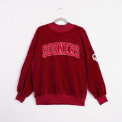 OKLAHOMA SOONERS MAKE A MOVE MOCK NECK CHENILLE PULLOVER