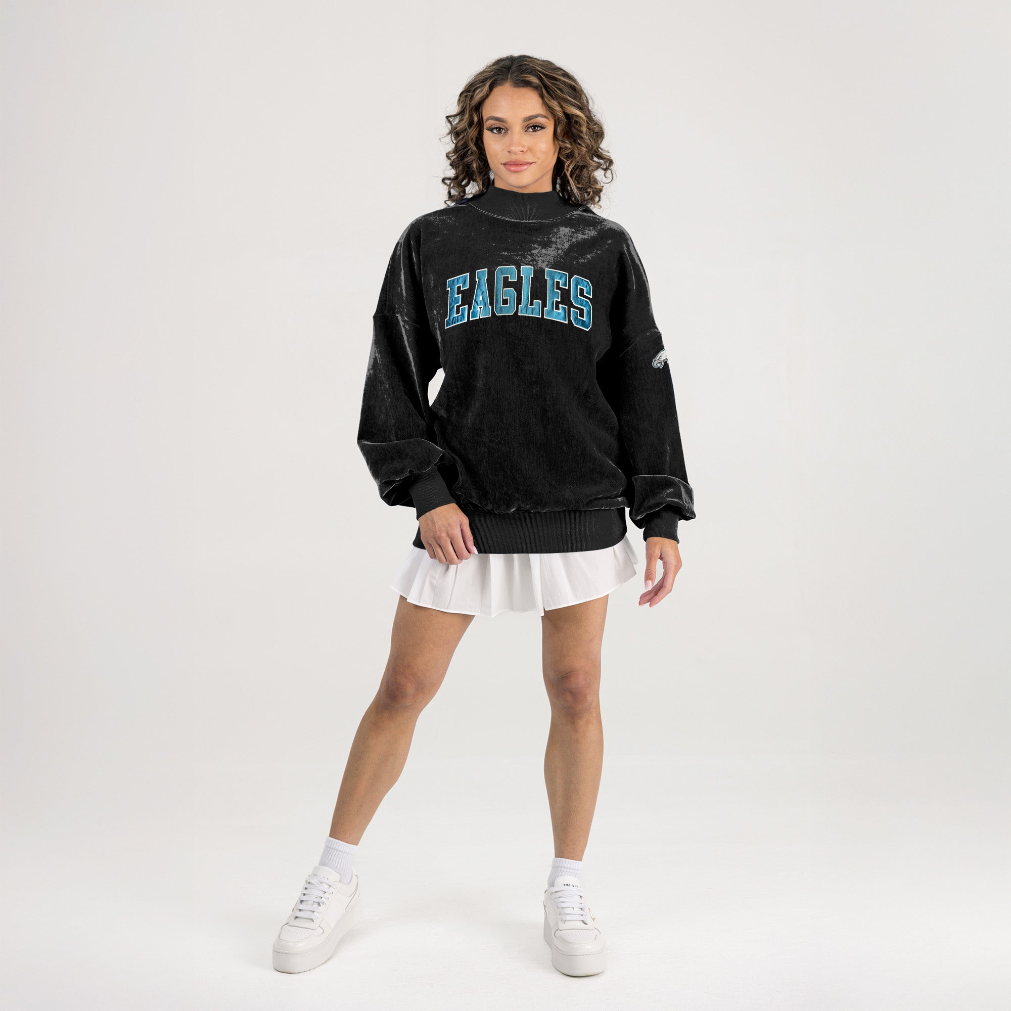 PHILADELPHIA EAGLES MAKE A MOVE MOCK NECK CHENILLE PULLOVER
