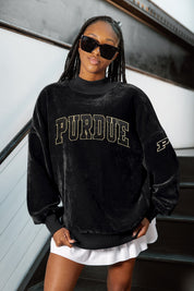 PURDUE BOILERMAKERS MAKE A MOVE MOCK NECK CHENILLE PULLOVER