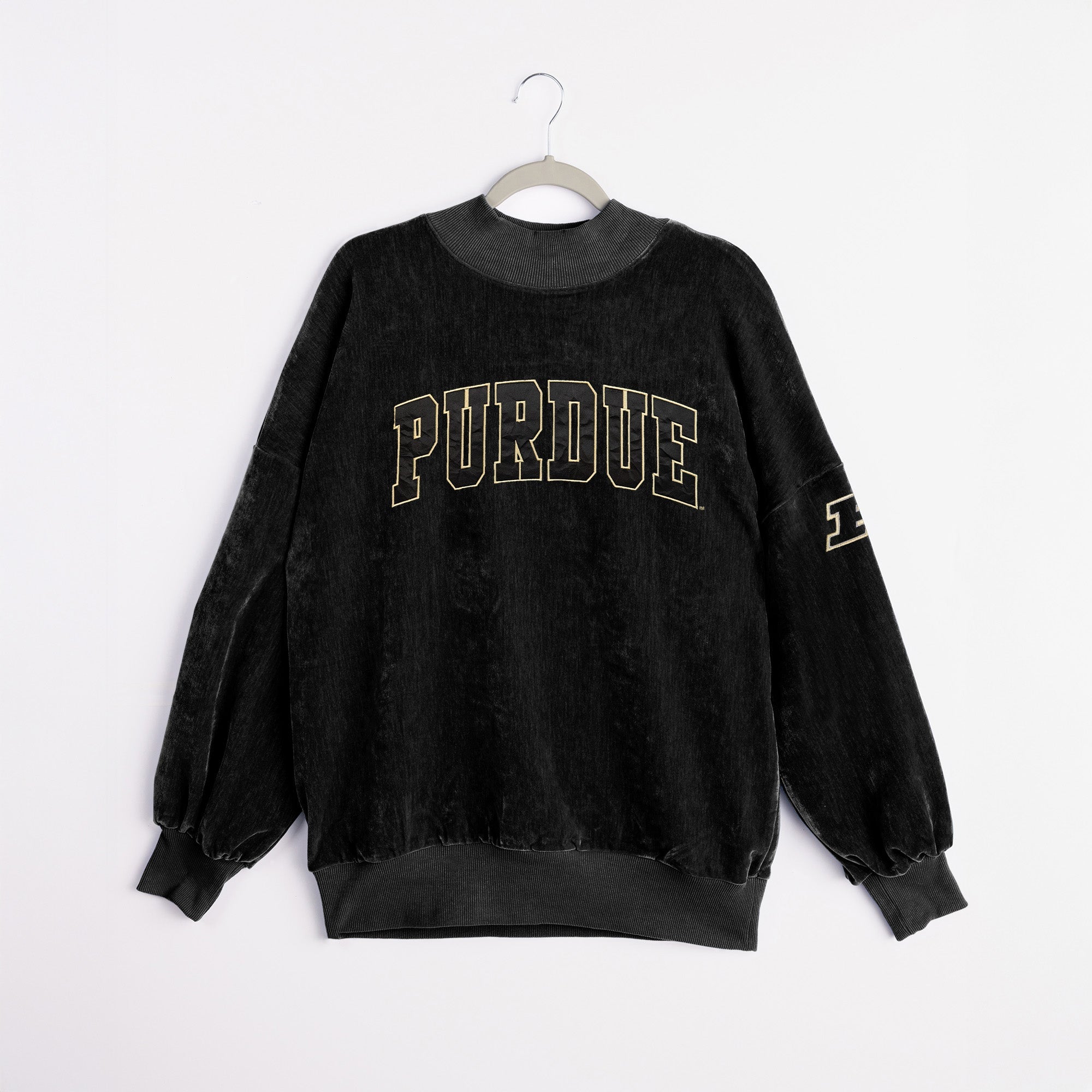 PURDUE BOILERMAKERS MAKE A MOVE MOCK NECK CHENILLE PULLOVER