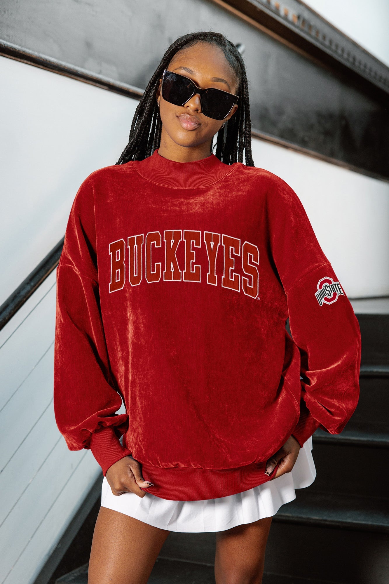 OHIO STATE BUCKEYES MAKE A MOVE MOCK NECK CHENILLE PULLOVER