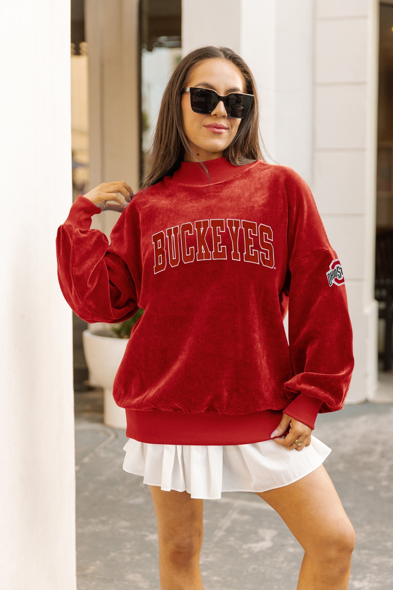 OHIO STATE BUCKEYES MAKE A MOVE MOCK NECK CHENILLE PULLOVER