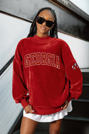 GEORGIA BULLDOGS MAKE A MOVE MOCK NECK CHENILLE PULLOVER