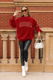 GEORGIA BULLDOGS MAKE A MOVE MOCK NECK CHENILLE PULLOVER