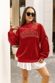 GEORGIA BULLDOGS MAKE A MOVE MOCK NECK CHENILLE PULLOVER