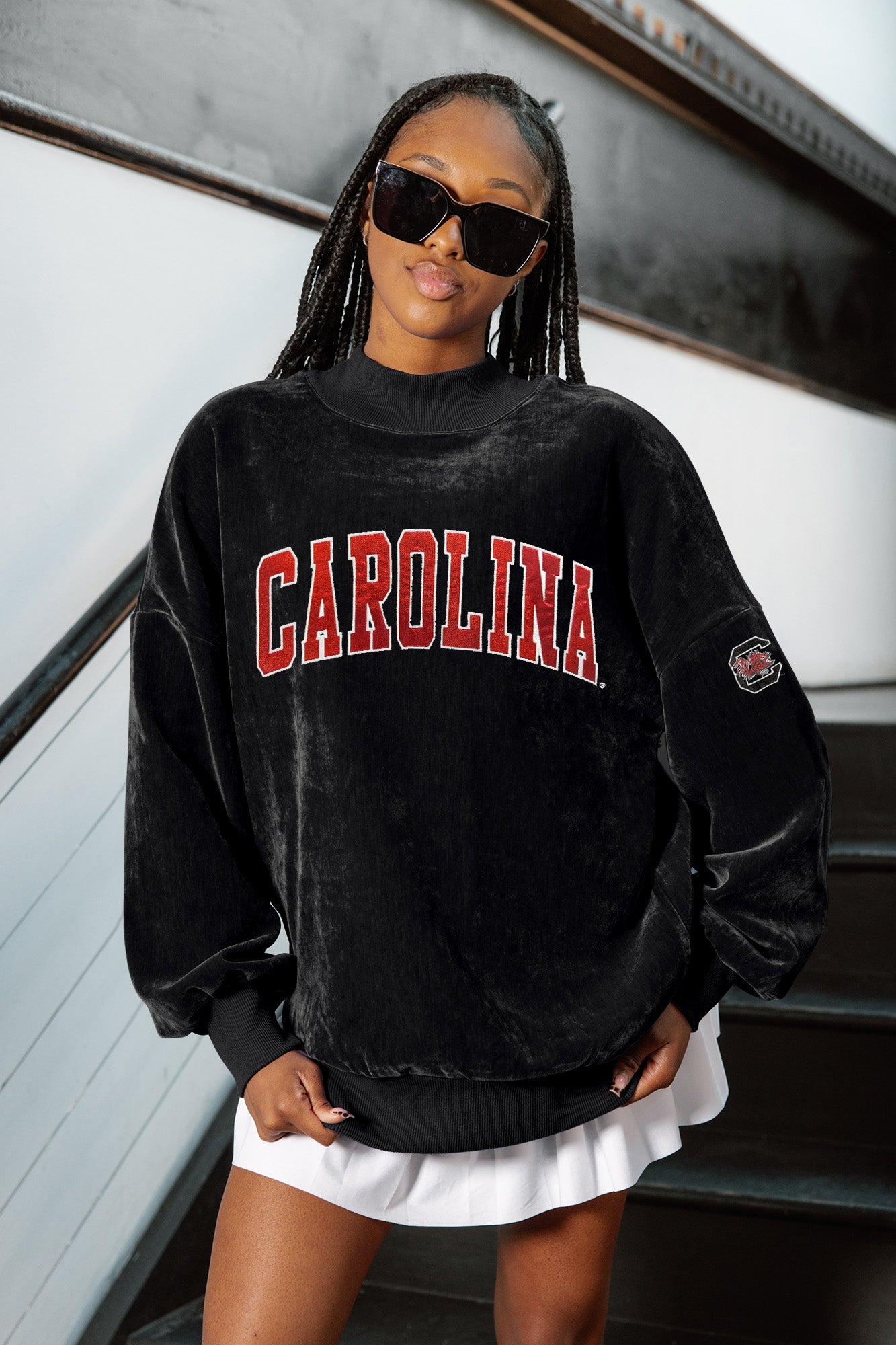 SOUTH CAROLINA GAMECOCKS MAKE A MOVE MOCK NECK CHENILLE PULLOVER