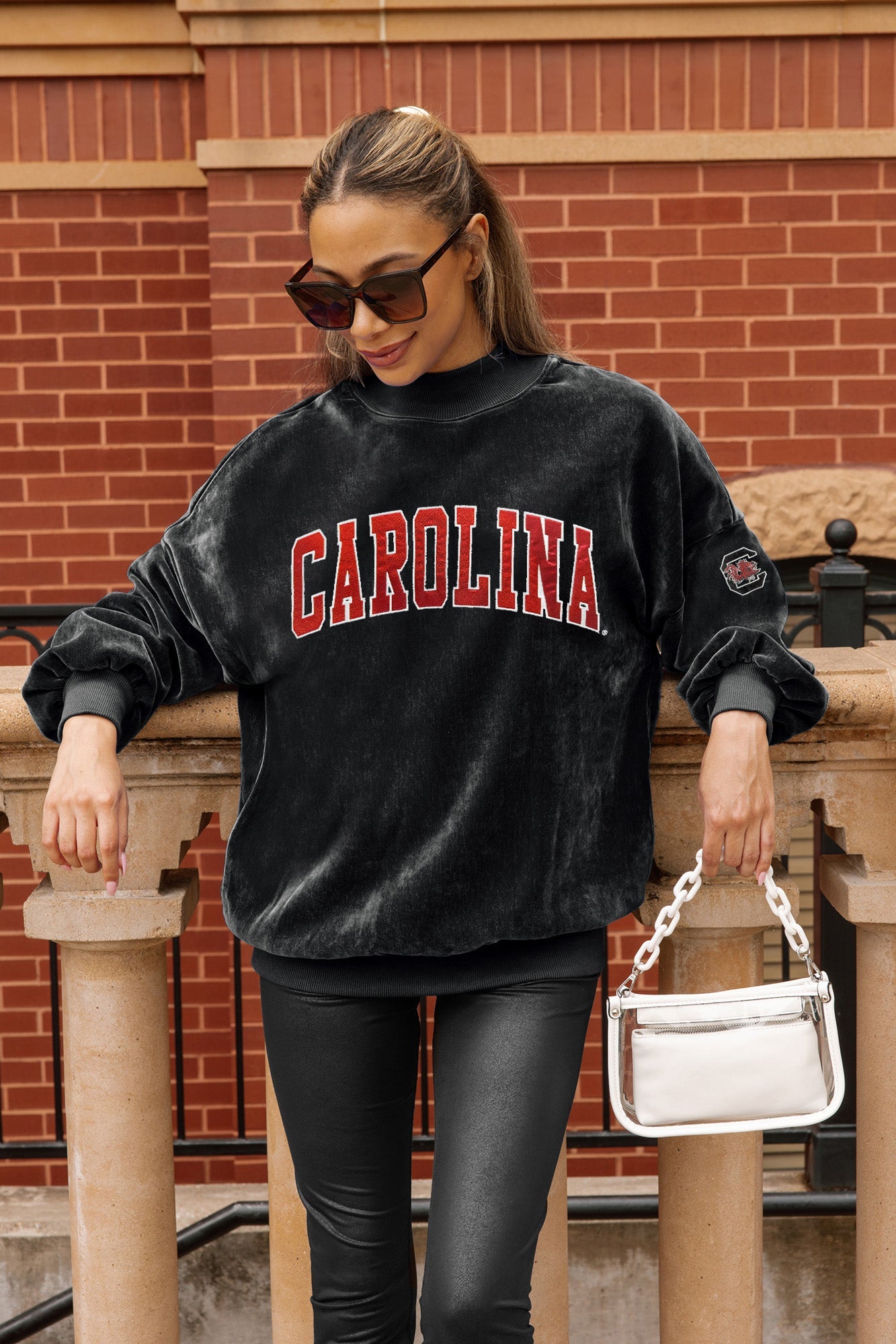 SOUTH CAROLINA GAMECOCKS MAKE A MOVE MOCK NECK CHENILLE PULLOVER