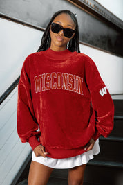 WISCONSIN BADGERS MAKE A MOVE MOCK NECK CHENILLE PULLOVER