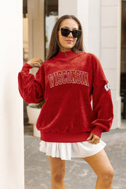 WISCONSIN BADGERS MAKE A MOVE MOCK NECK CHENILLE PULLOVER