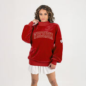 WISCONSIN BADGERS MAKE A MOVE MOCK NECK CHENILLE PULLOVER