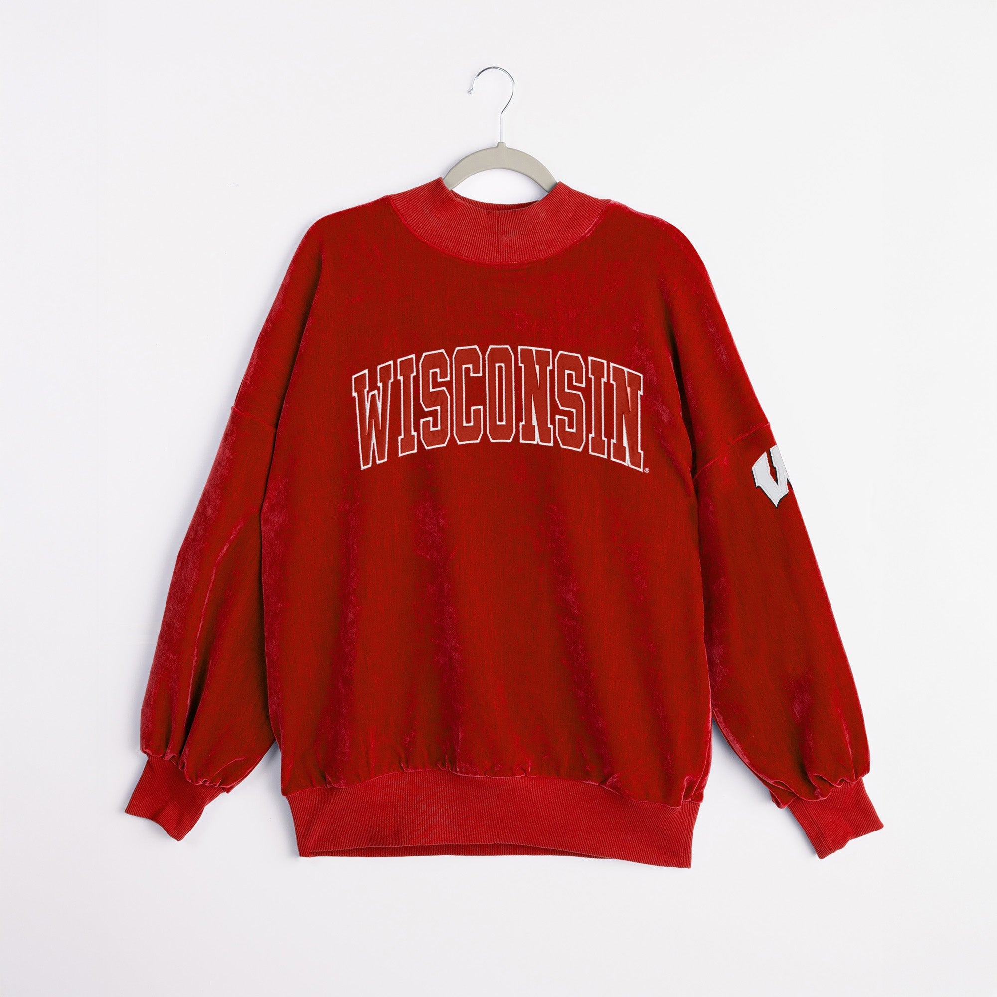 WISCONSIN BADGERS MAKE A MOVE MOCK NECK CHENILLE PULLOVER
