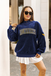 WEST VIRGINIA MOUNTAINEERS MAKE A MOVE MOCK NECK CHENILLE PULLOVER