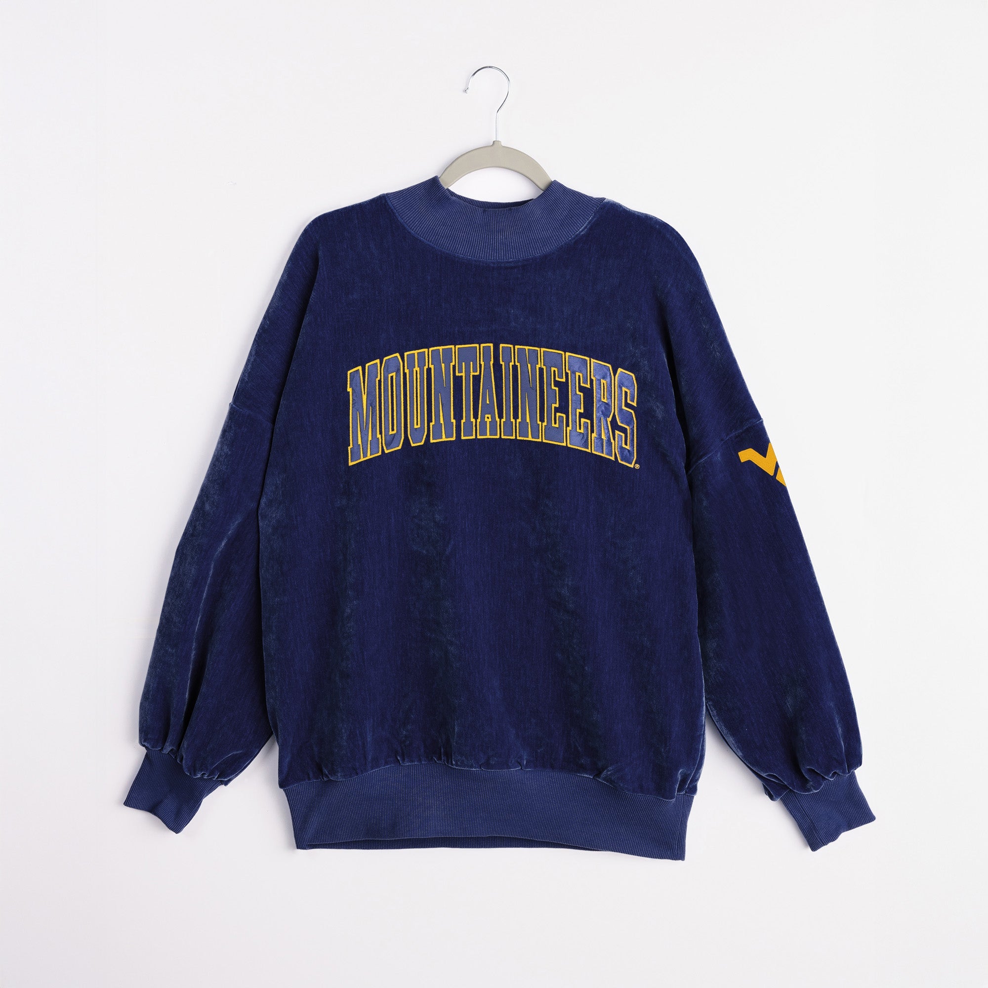 WEST VIRGINIA MOUNTAINEERS MAKE A MOVE MOCK NECK CHENILLE PULLOVER