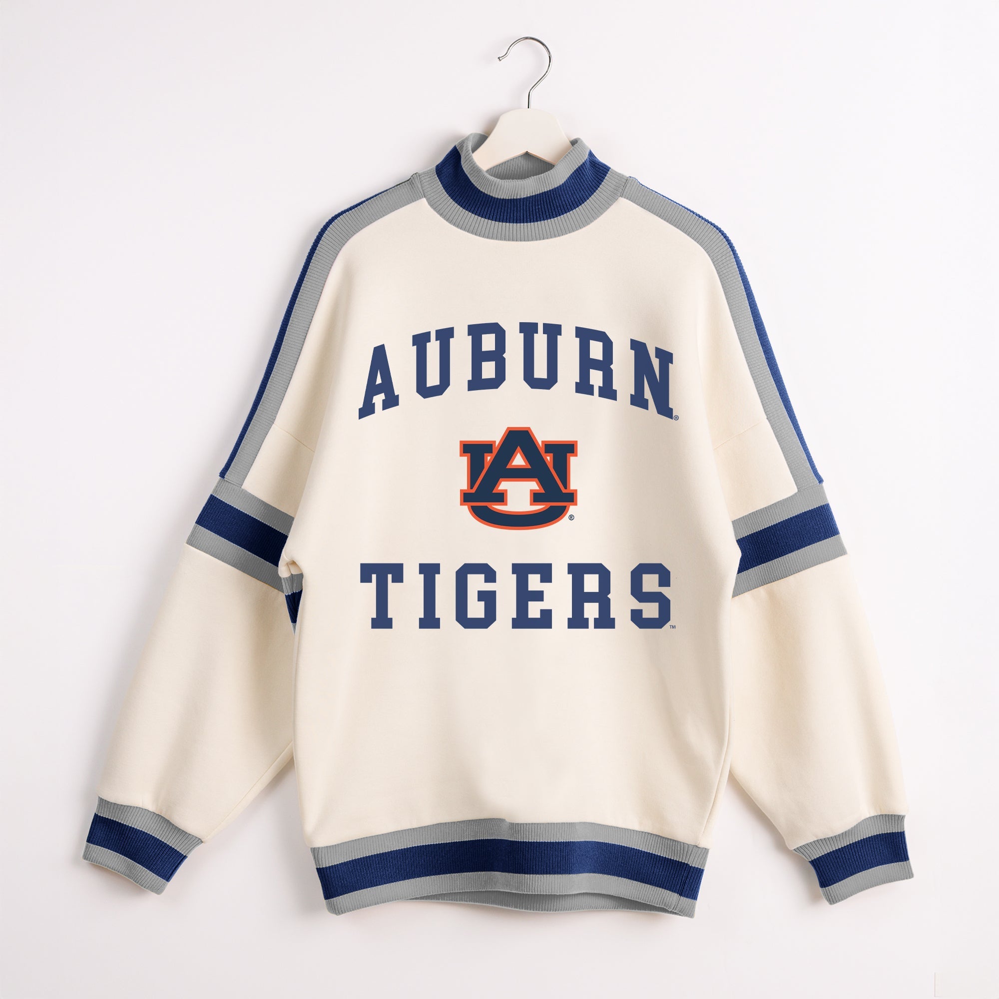 AUBURN TIGERS VIVID MOTION COLORBLOCK TURTLENECK PULLOVER