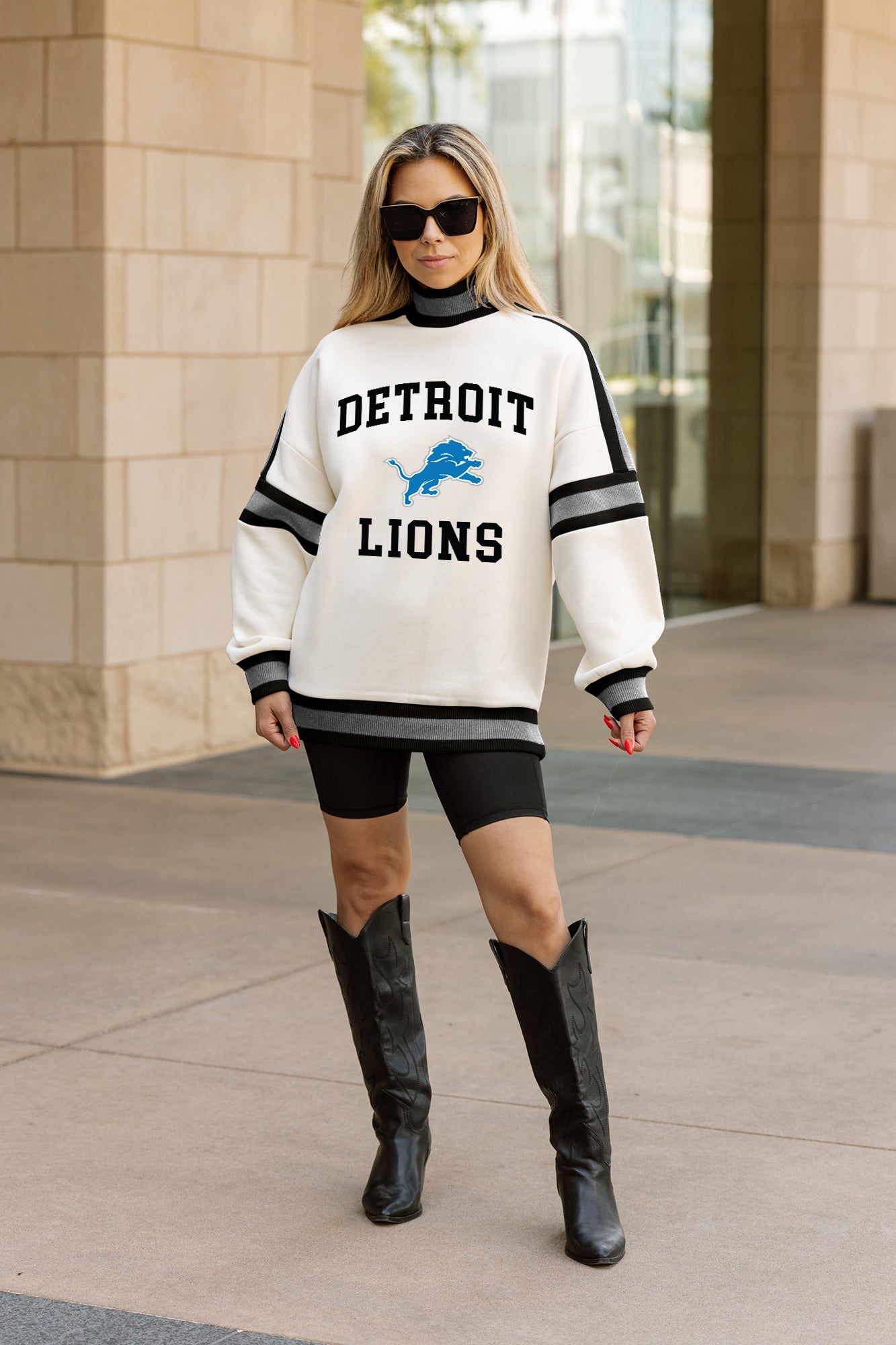 DETROIT LIONS VIVID MOTION COLORBLOCK TURTLENECK PULLOVER