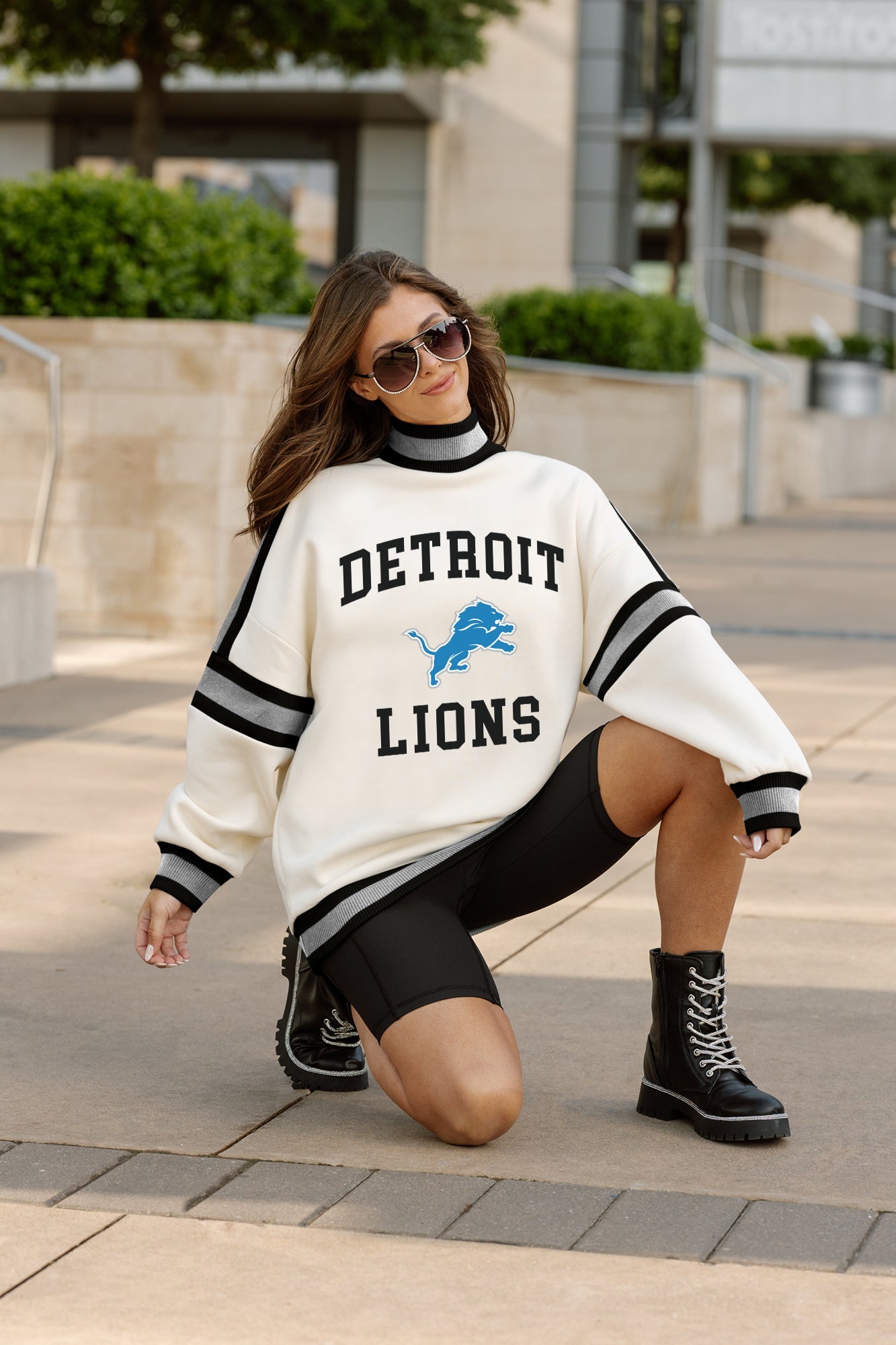 DETROIT LIONS VIVID MOTION COLORBLOCK TURTLENECK PULLOVER