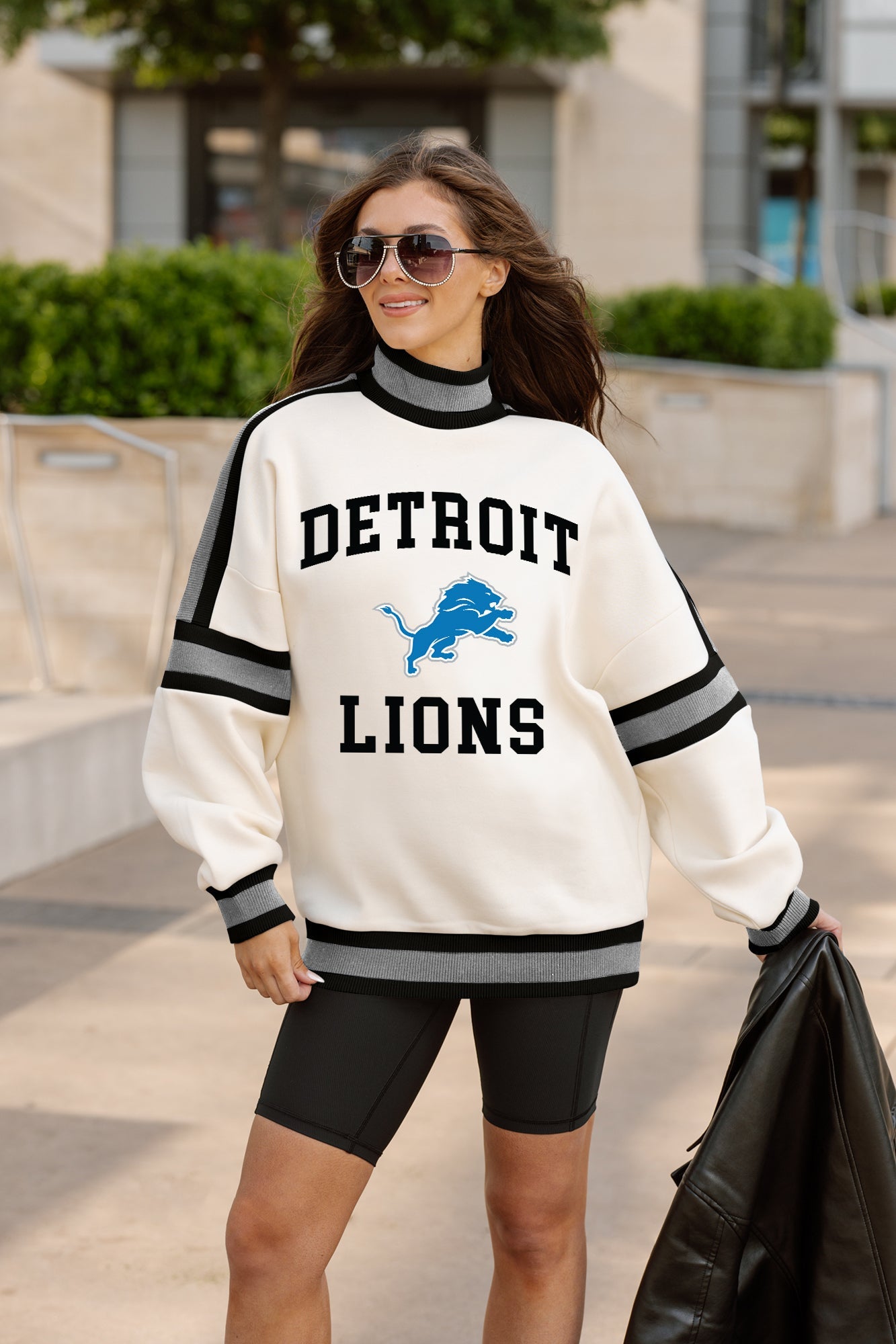 DETROIT LIONS VIVID MOTION COLORBLOCK TURTLENECK PULLOVER