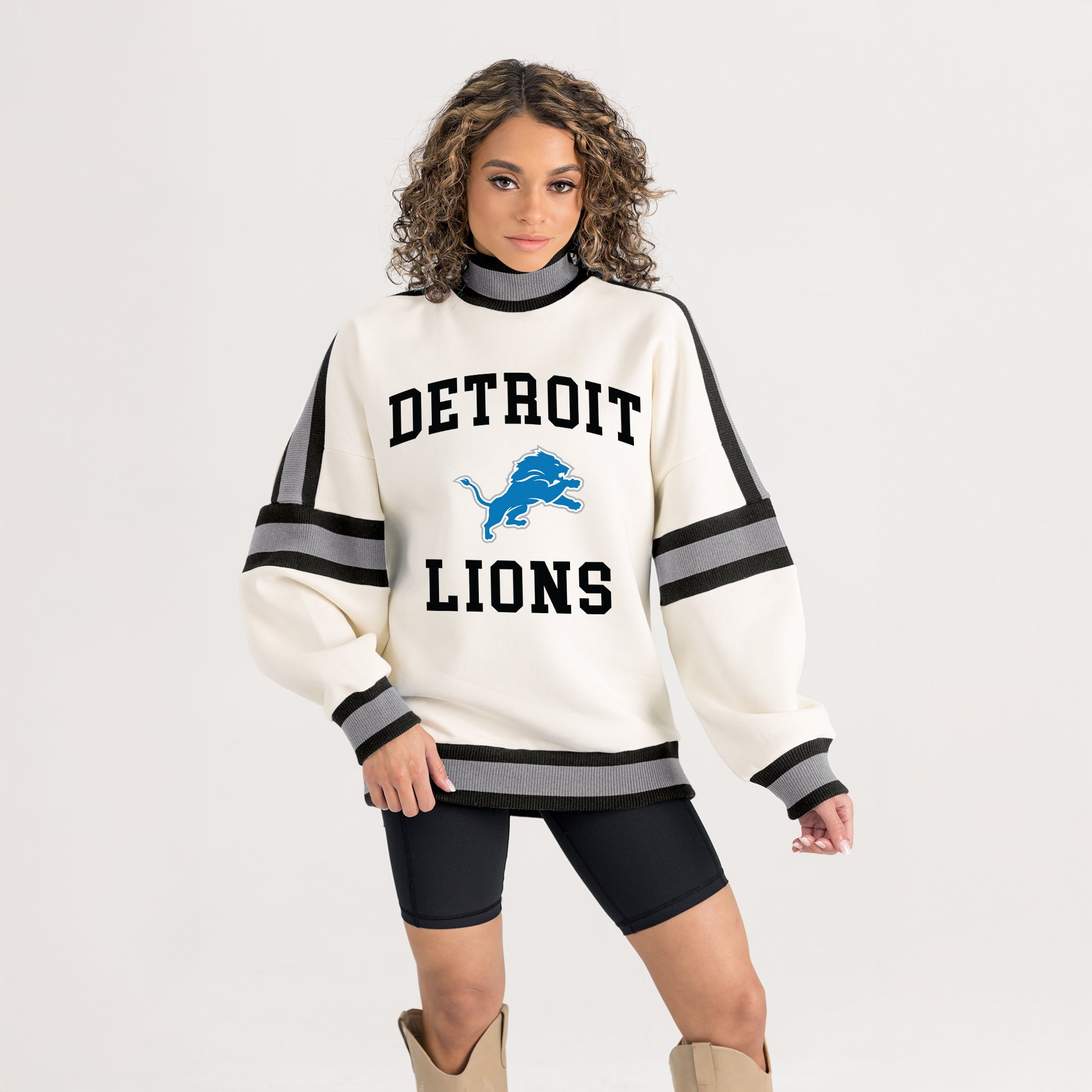DETROIT LIONS VIVID MOTION COLORBLOCK TURTLENECK PULLOVER