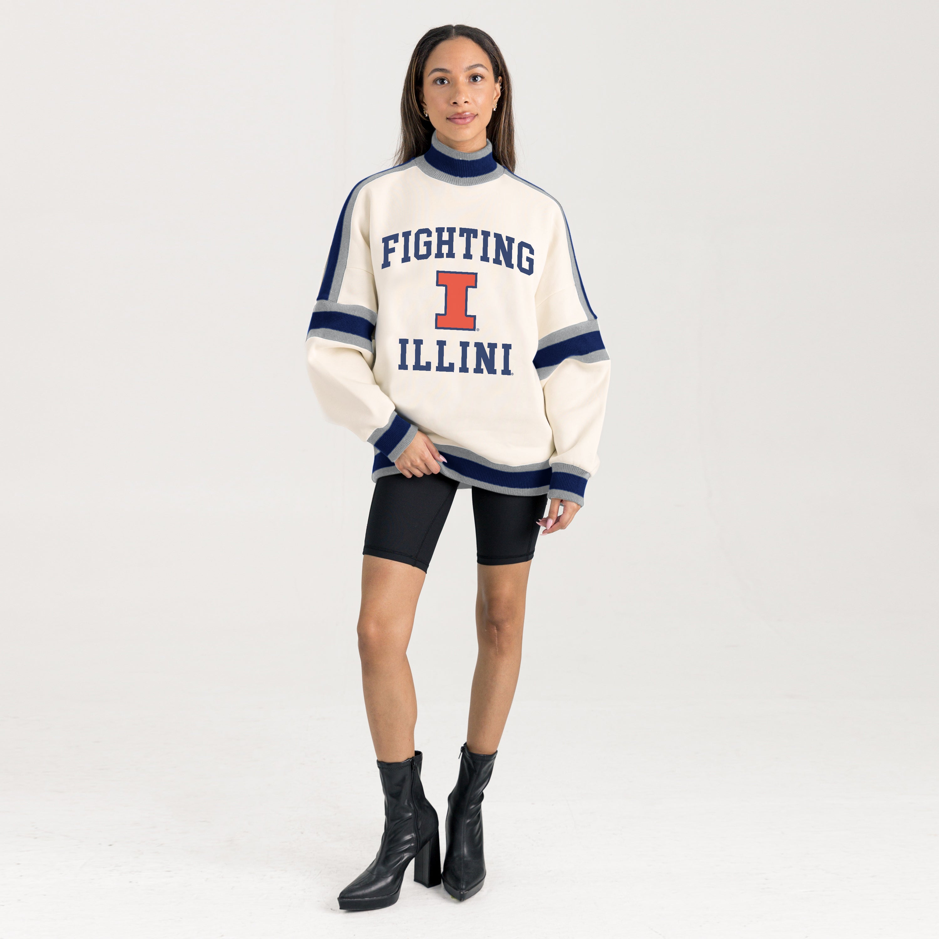 ILLINOIS FIGHTING ILLINI VIVID MOTION COLORBLOCK TURTLENECK PULLOVER