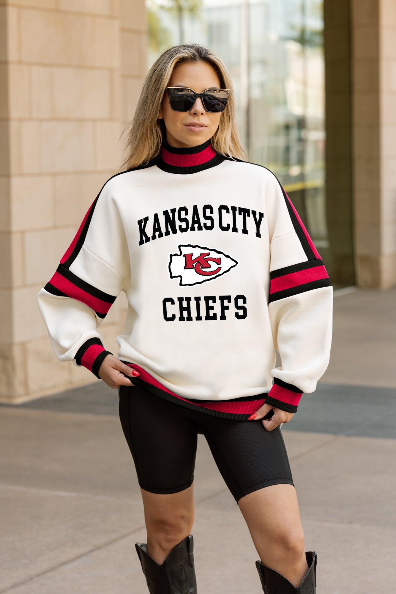 KANSAS CITY CHIEFS VIVID MOTION COLORBLOCK TURTLENECK PULLOVER