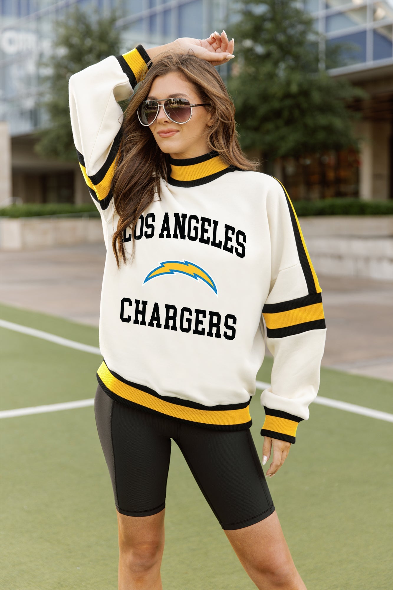LOS ANGELES CHARGERS VIVID MOTION COLORBLOCK TURTLENECK PULLOVER