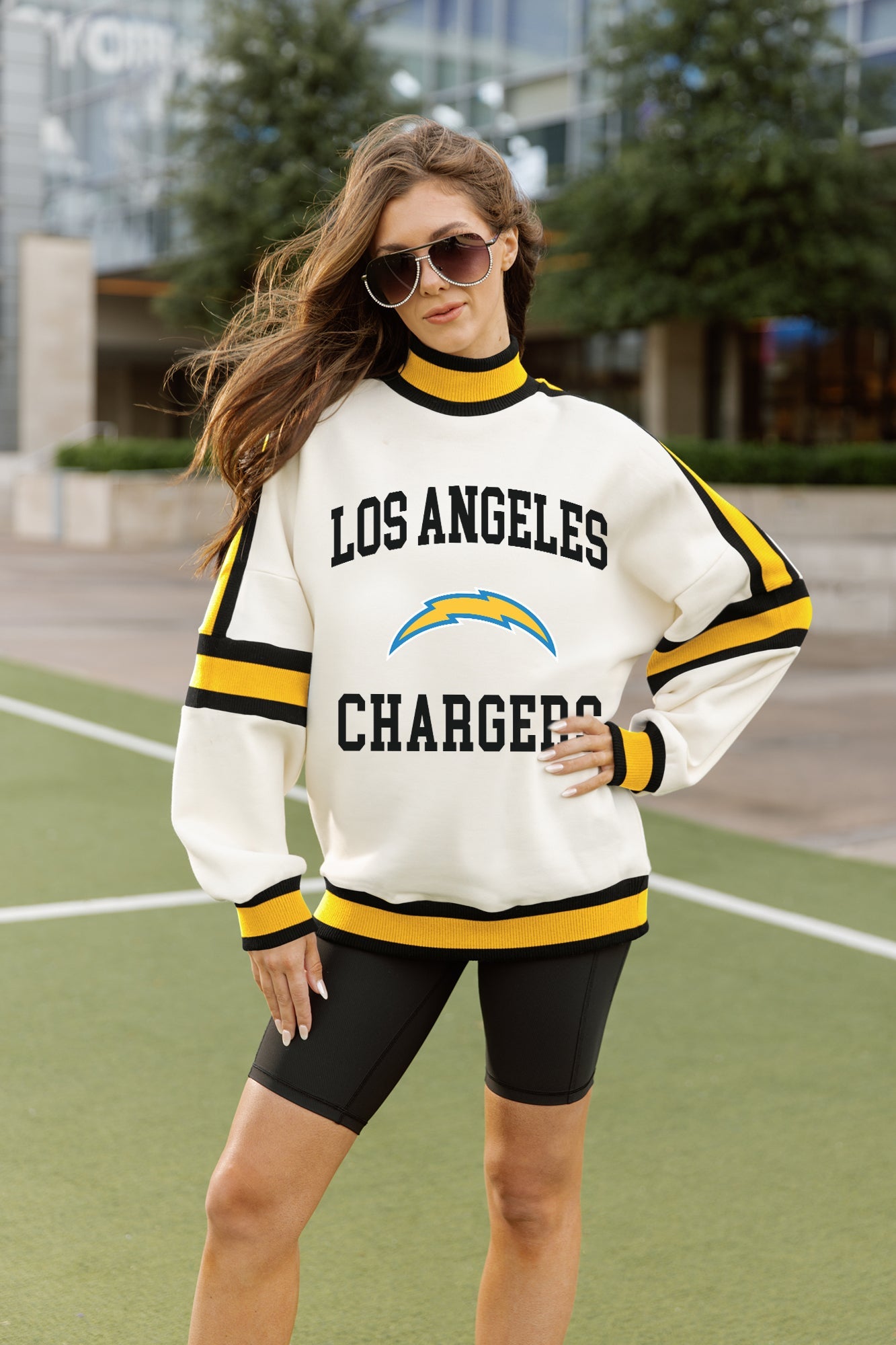 LOS ANGELES CHARGERS VIVID MOTION COLORBLOCK TURTLENECK PULLOVER