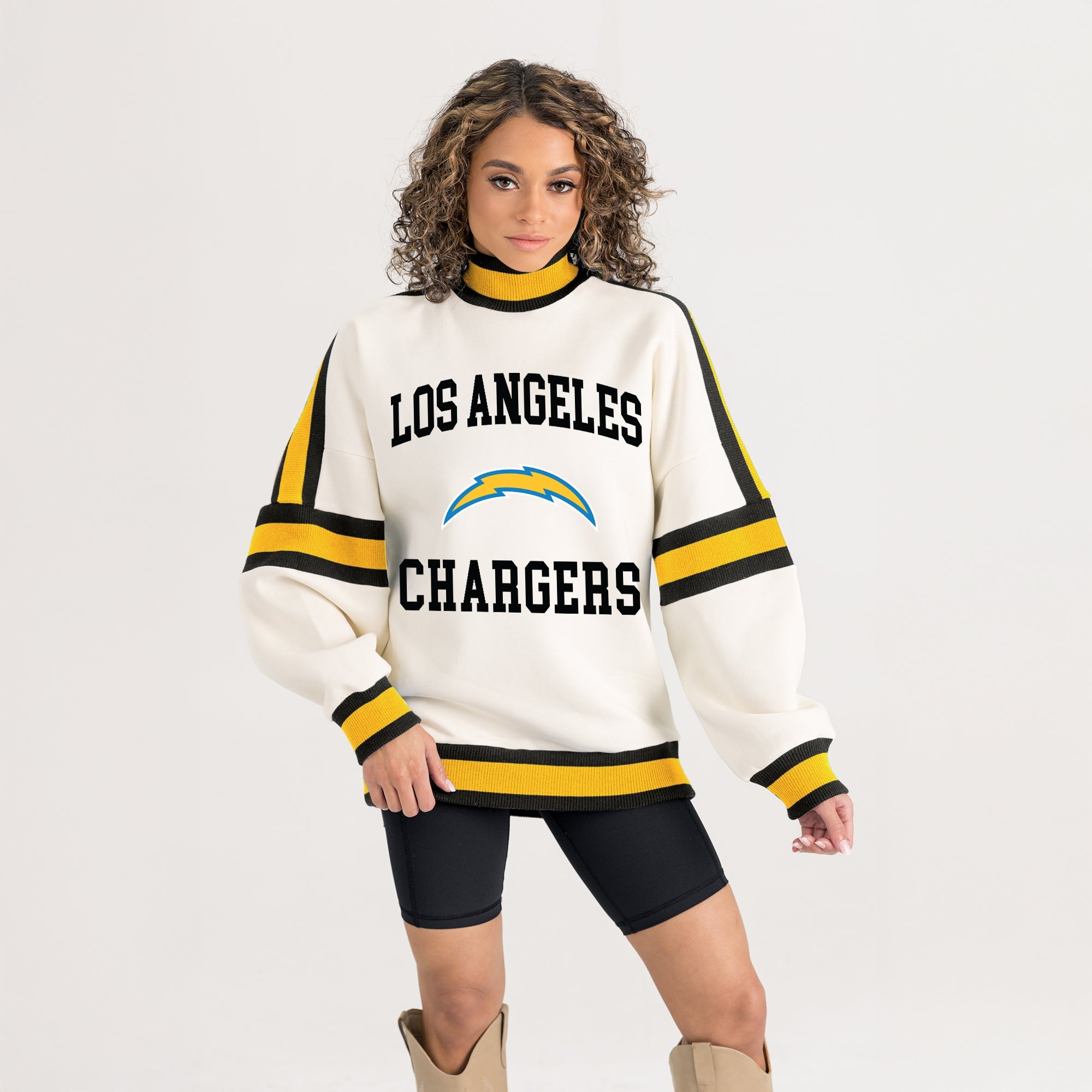 LOS ANGELES CHARGERS VIVID MOTION COLORBLOCK TURTLENECK PULLOVER