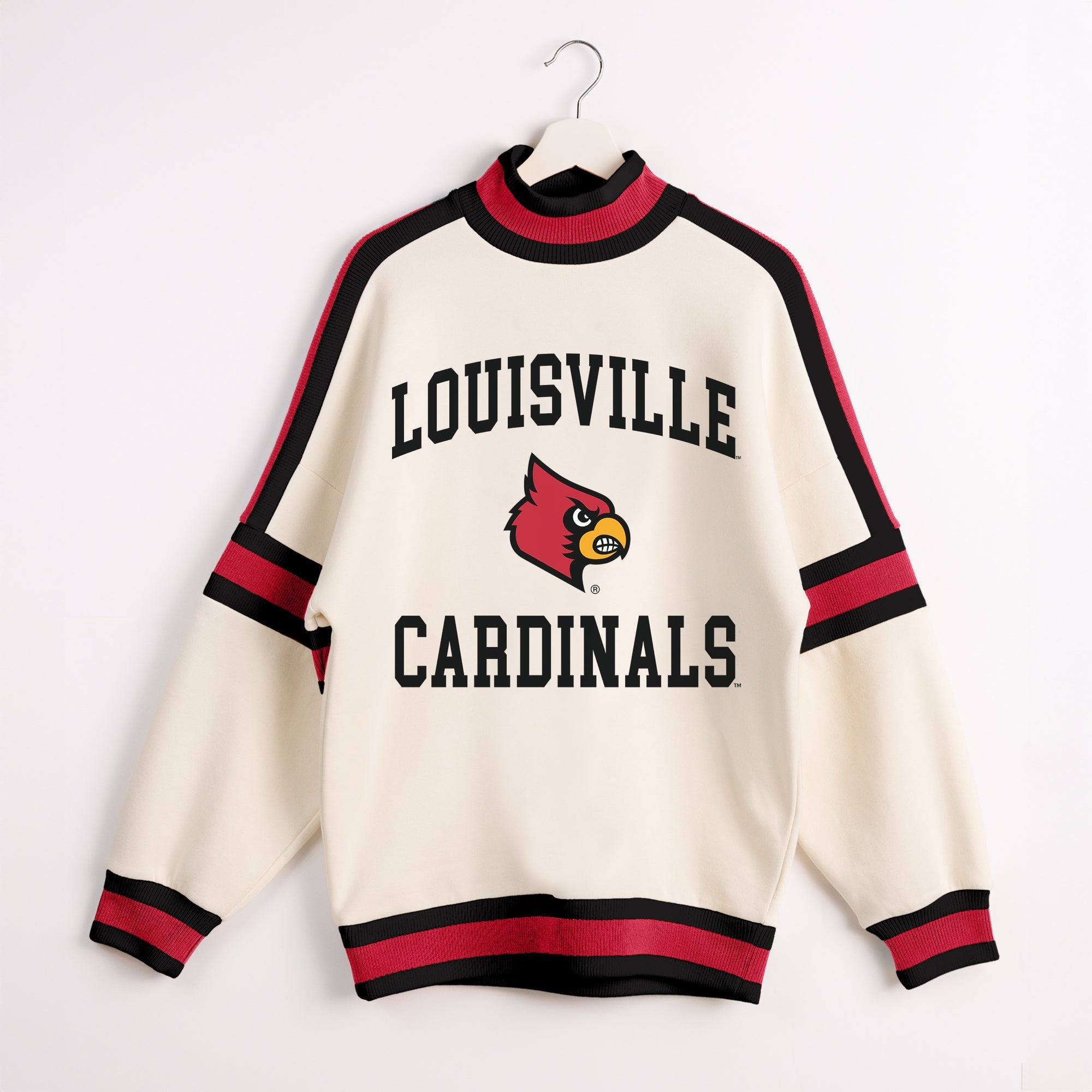 LOUISVILLE CARDINALS VIVID MOTION COLORBLOCK TURTLENECK PULLOVER