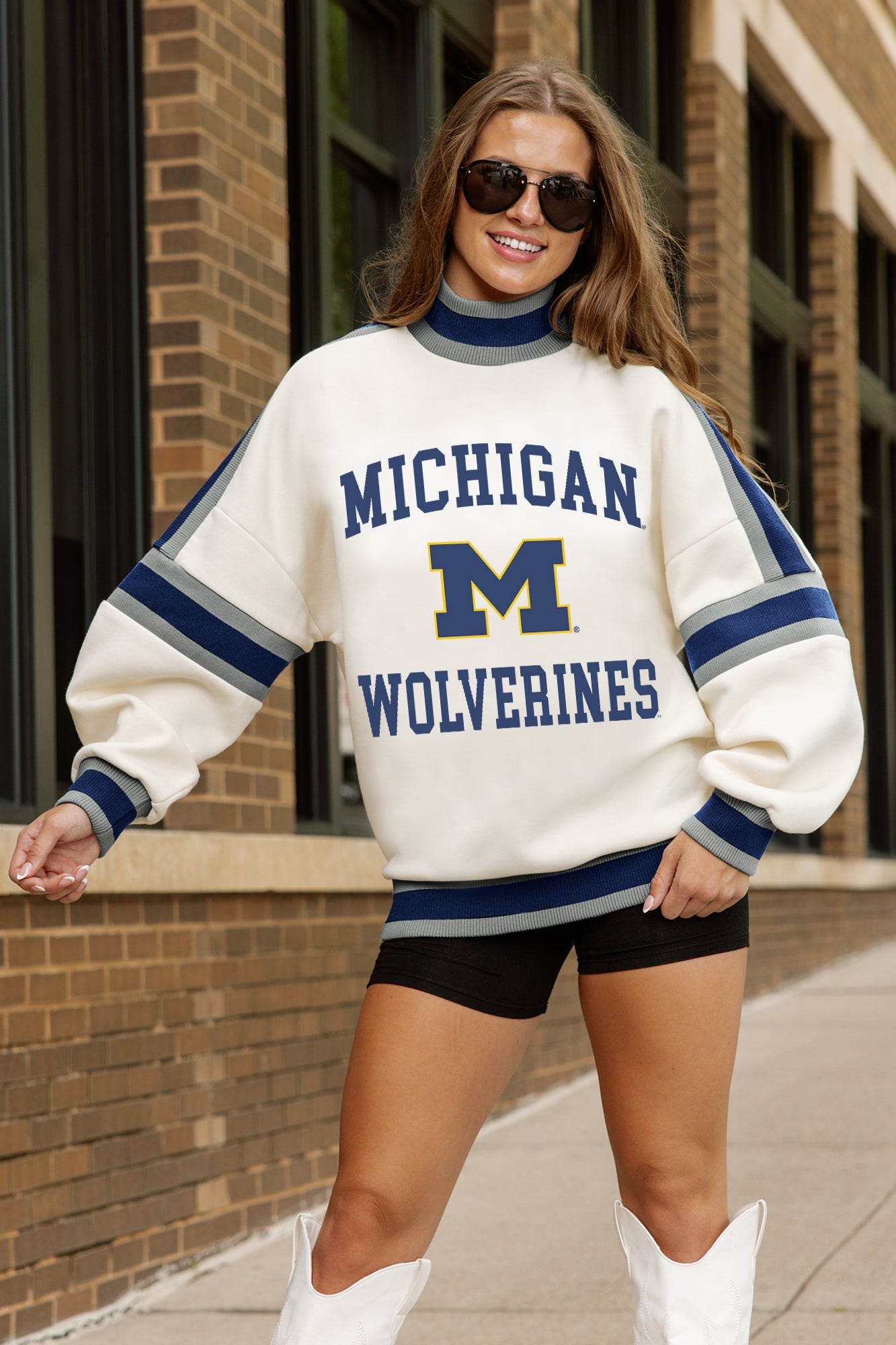MICHIGAN WOLVERINES VIVID MOTION COLORBLOCK TURTLENECK PULLOVER