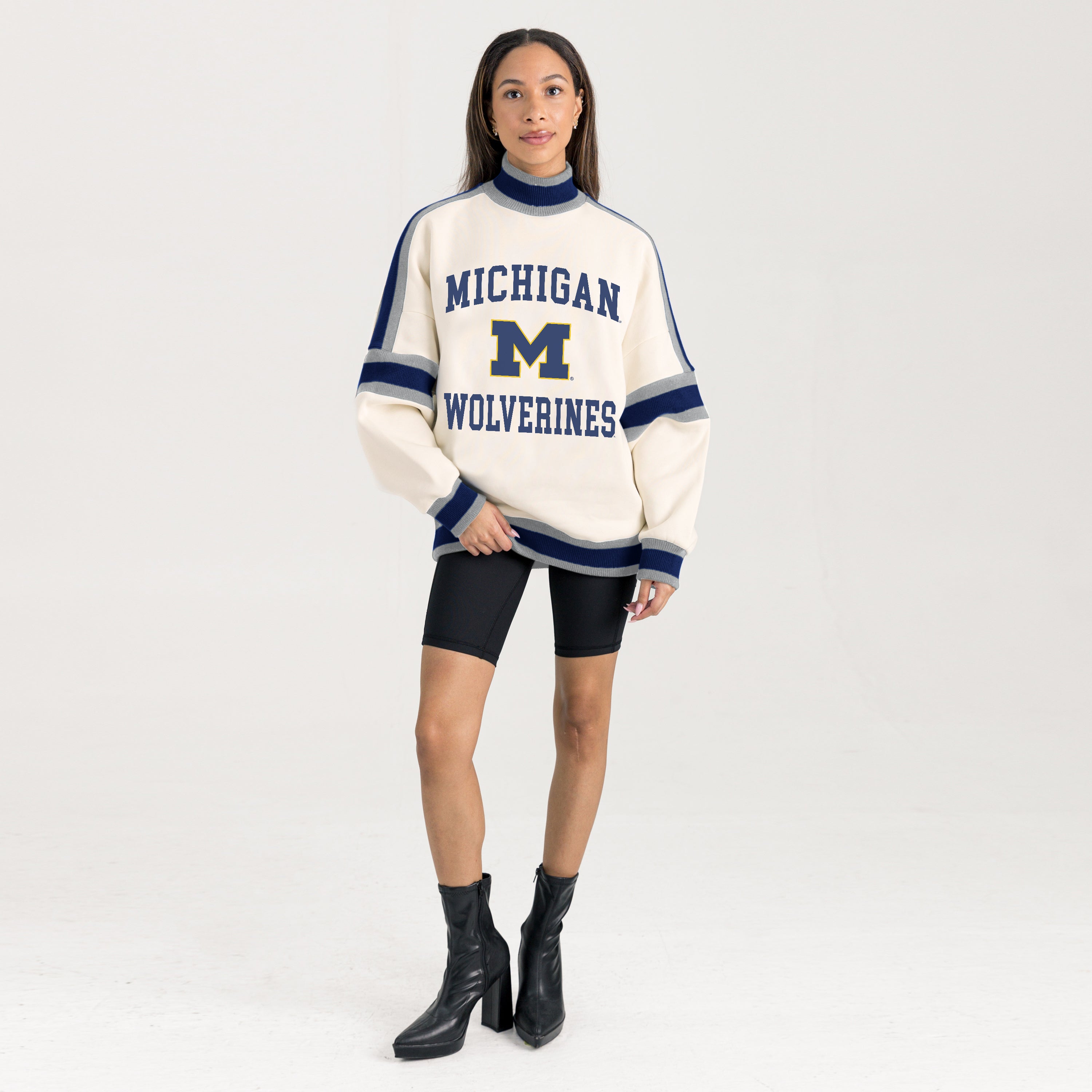 MICHIGAN WOLVERINES VIVID MOTION COLORBLOCK TURTLENECK PULLOVER