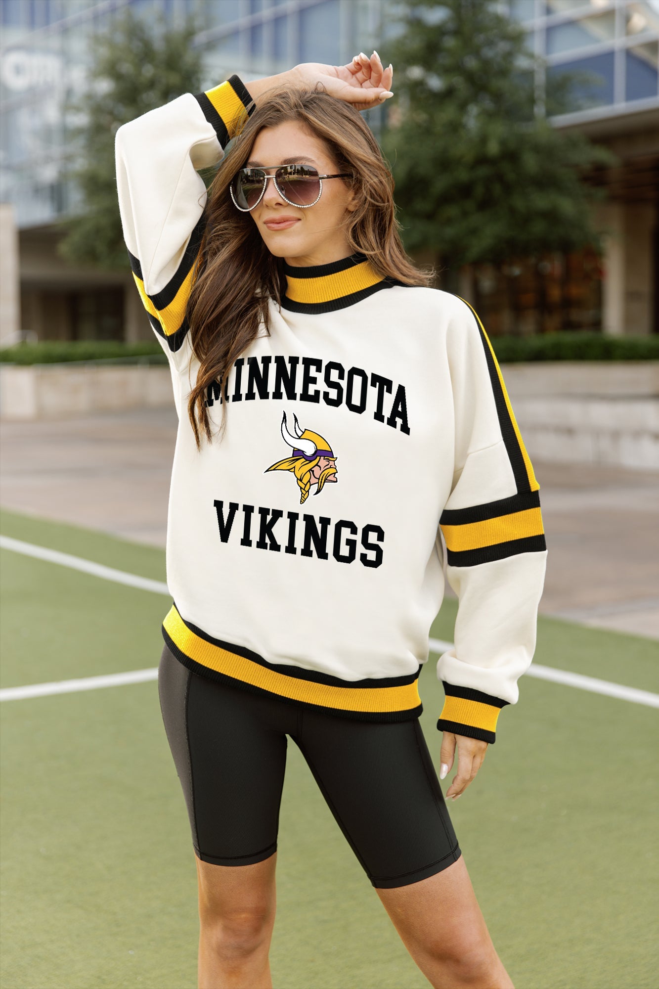 MINNESOTA VIKINGS VIVID MOTION COLORBLOCK TURTLENECK PULLOVER