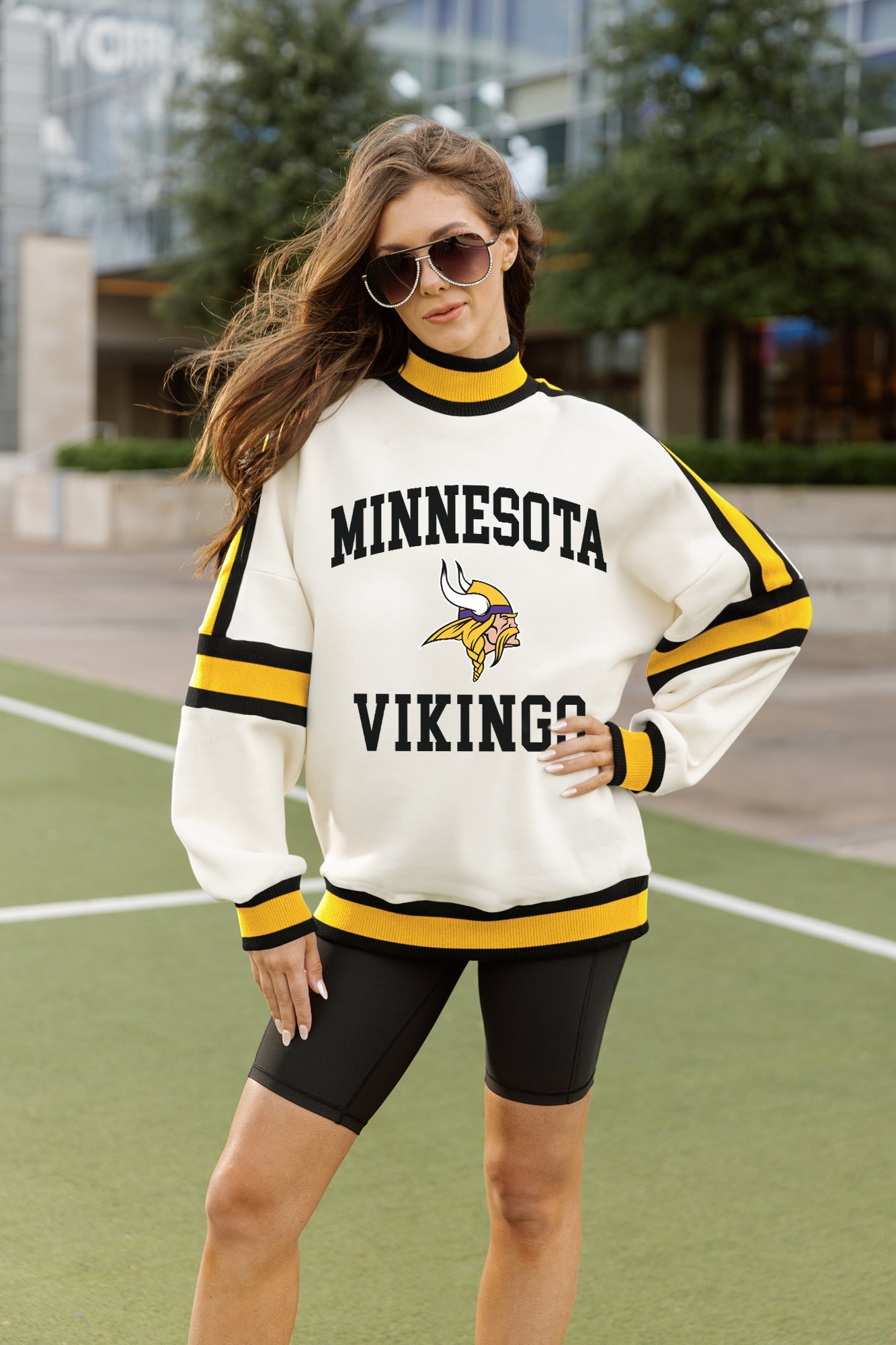MINNESOTA VIKINGS VIVID MOTION COLORBLOCK TURTLENECK PULLOVER