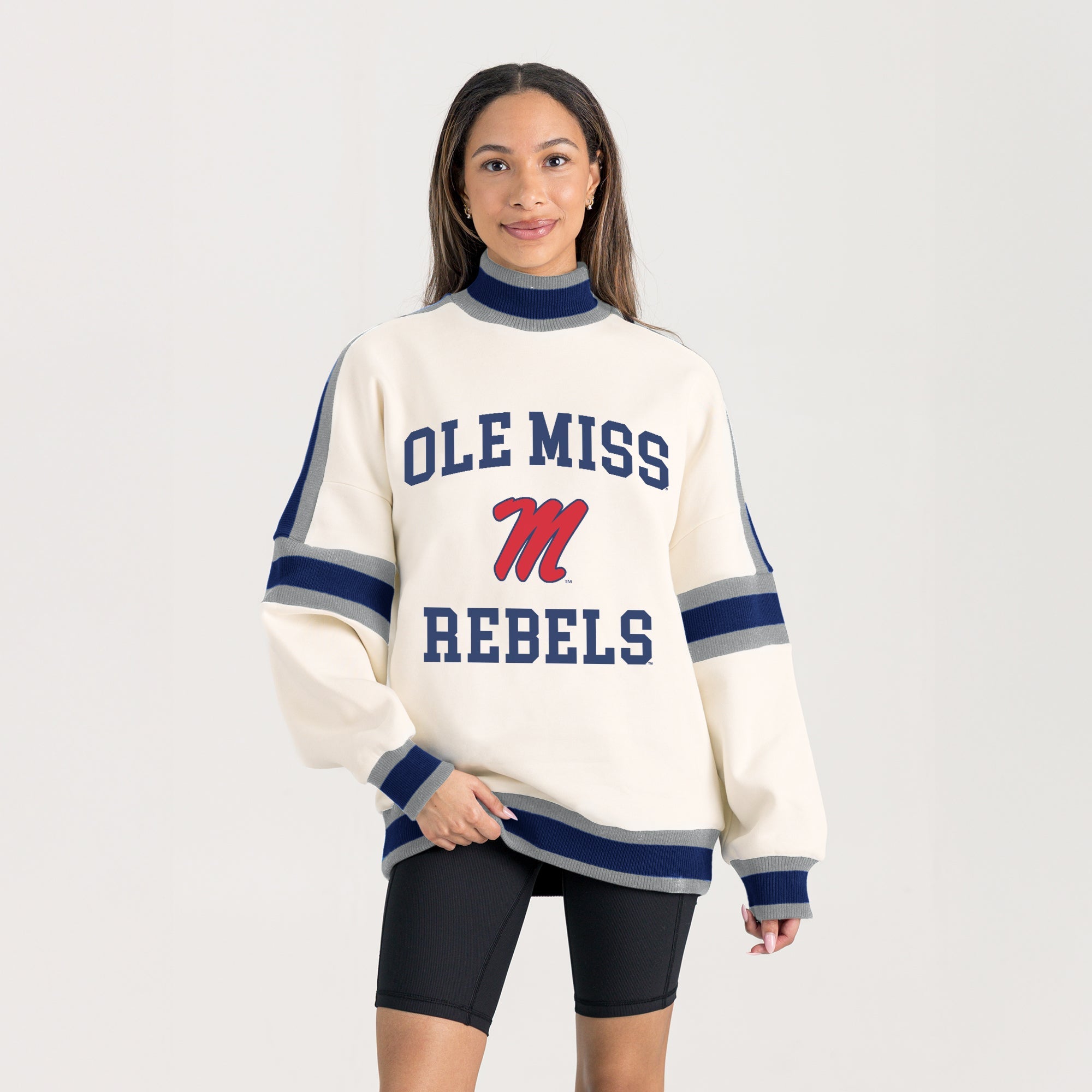 OLE MISS REBELS VIVID MOTION COLORBLOCK TURTLENECK PULLOVER