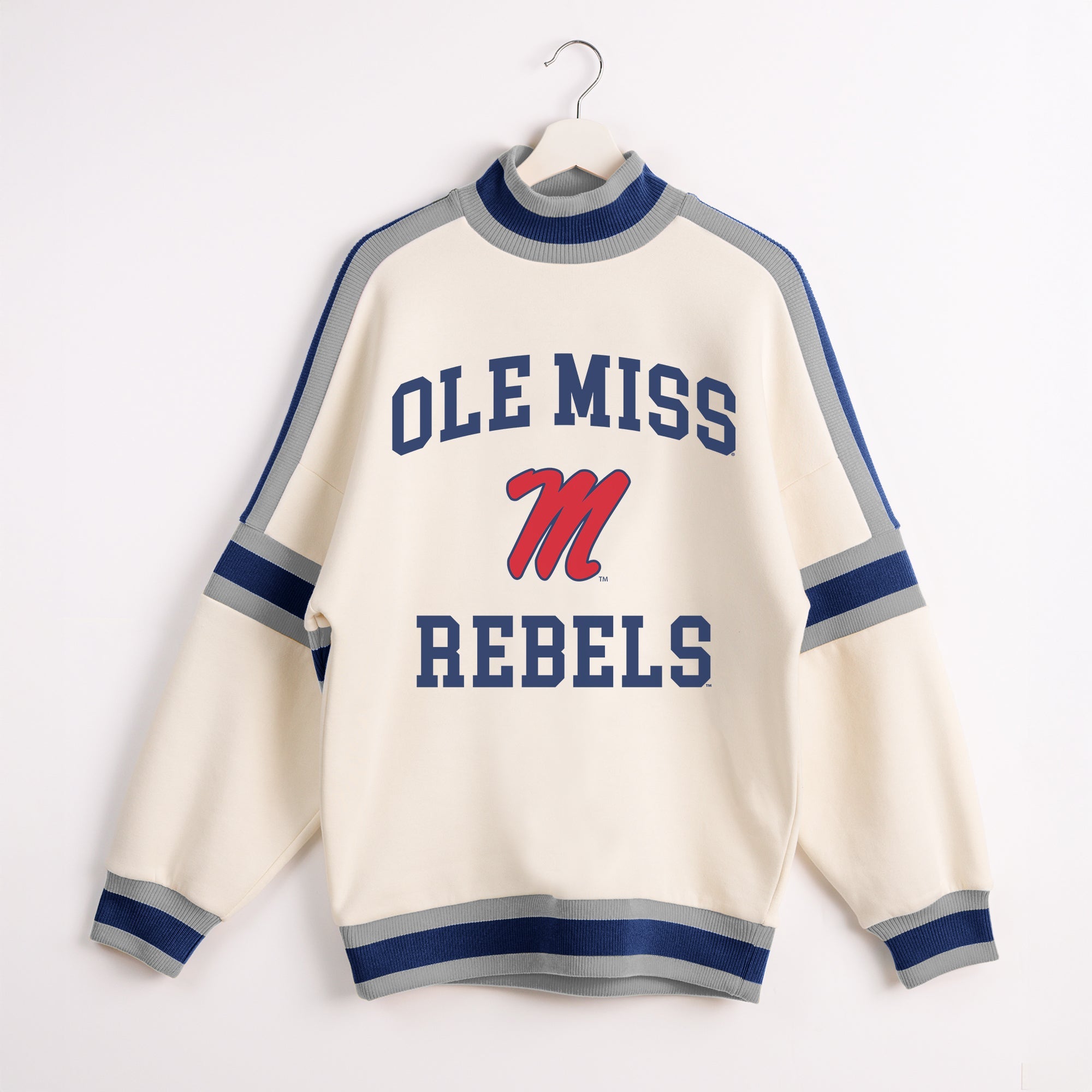 OLE MISS REBELS VIVID MOTION COLORBLOCK TURTLENECK PULLOVER