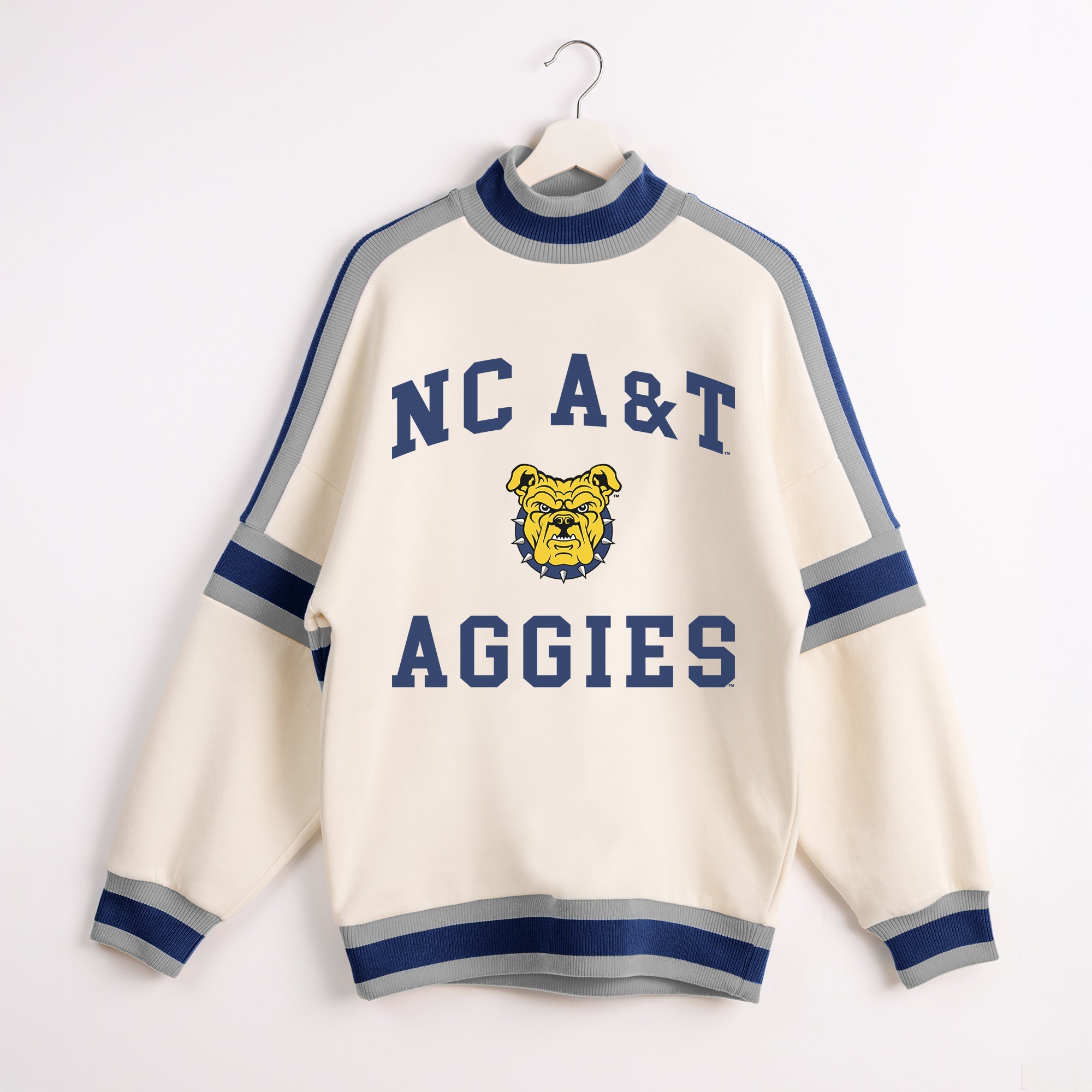 NORTH CAROLINA A&T STATE AGGIES VIVID MOTION COLORBLOCK TURTLENECK PULLOVER