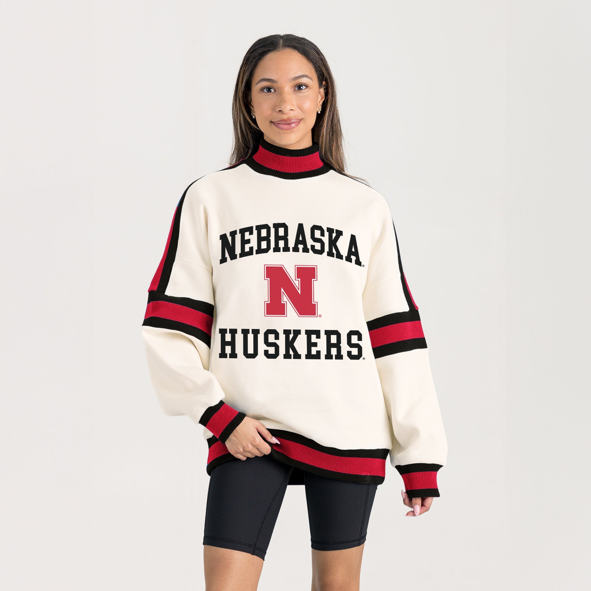 NEBRASKA CORNHUSKERS VIVID MOTION COLORBLOCK TURTLENECK PULLOVER