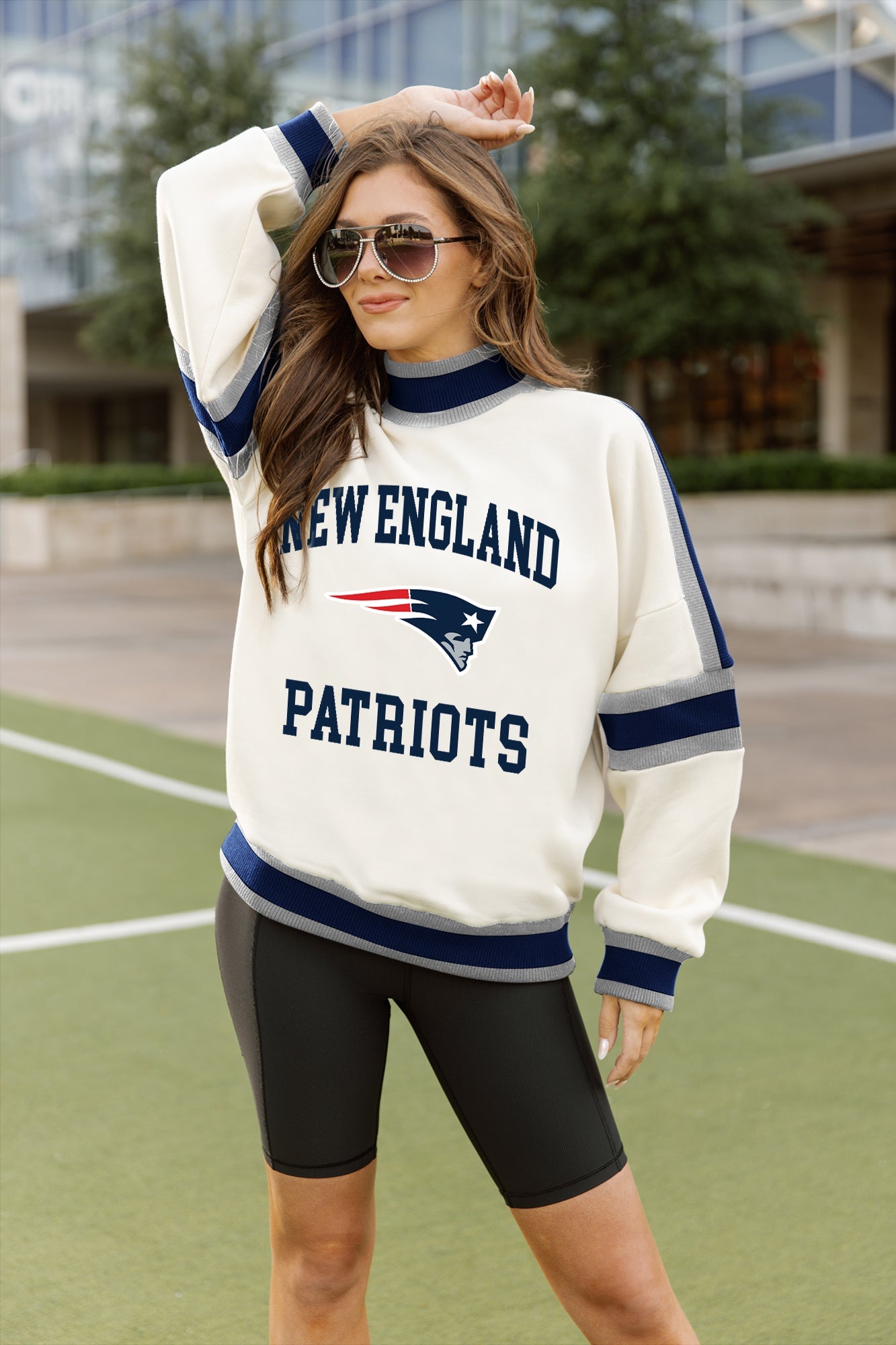 NEW ENGLAND PATRIOTS VIVID MOTION COLORBLOCK TURTLENECK PULLOVER