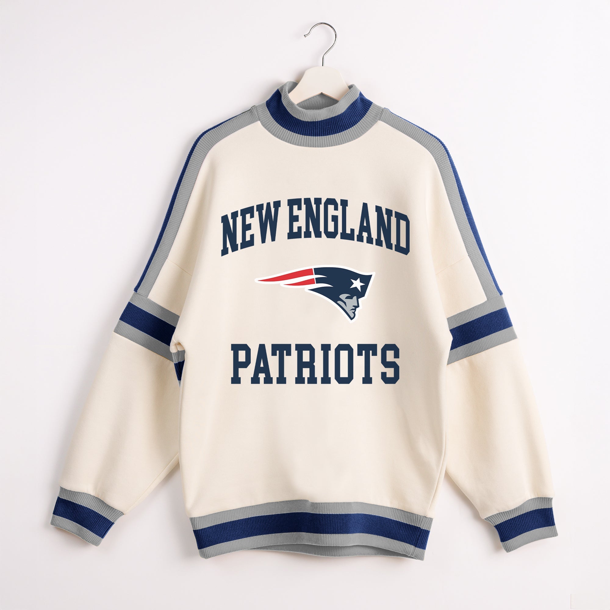 NEW ENGLAND PATRIOTS VIVID MOTION COLORBLOCK TURTLENECK PULLOVER