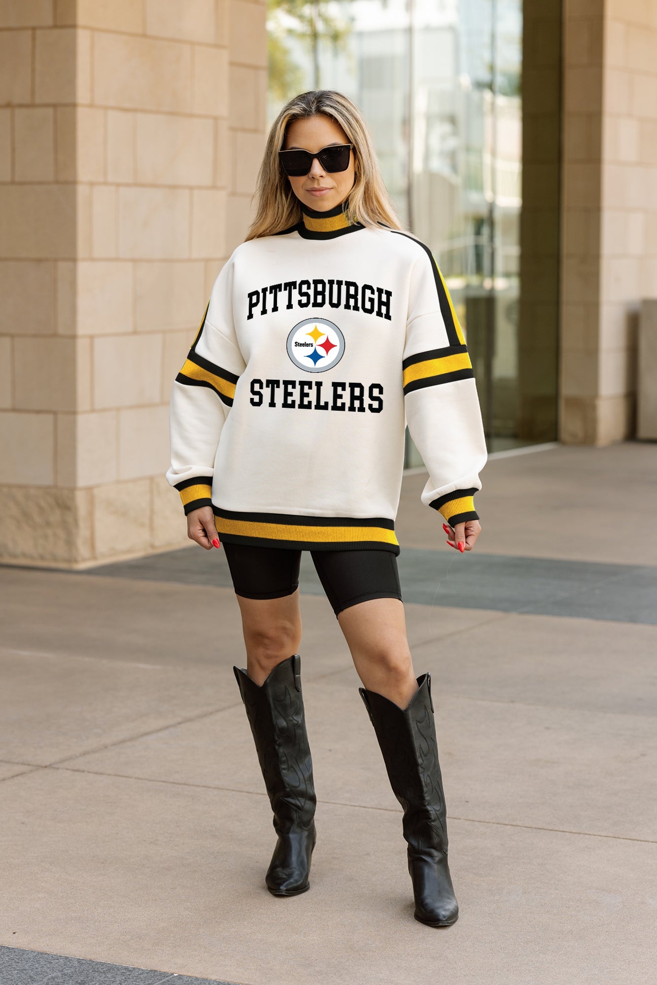 PITTSBURGH STEELERS VIVID MOTION COLORBLOCK TURTLENECK PULLOVER