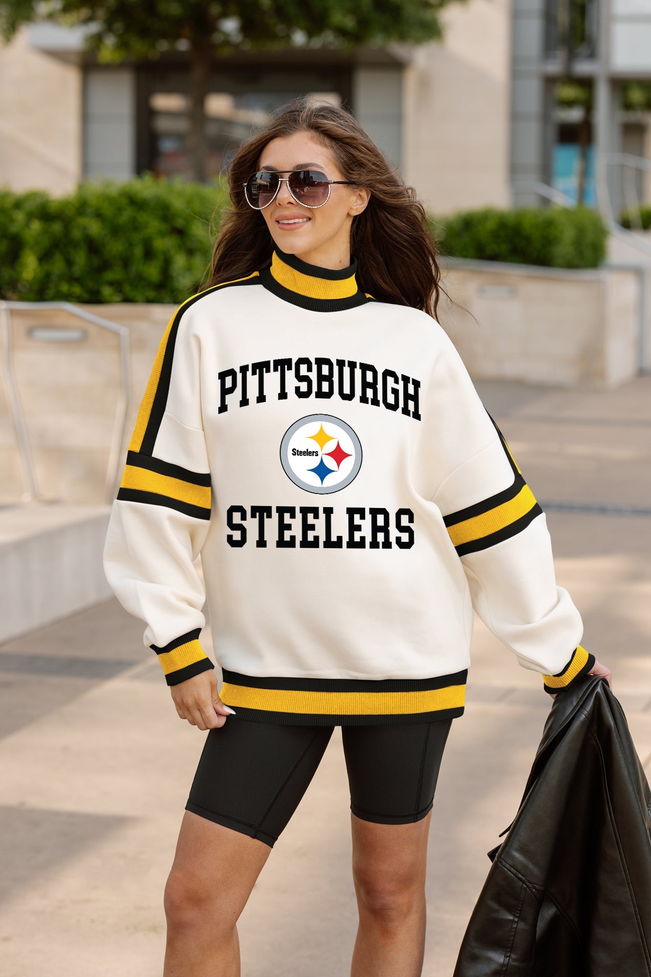 PITTSBURGH STEELERS VIVID MOTION COLORBLOCK TURTLENECK PULLOVER