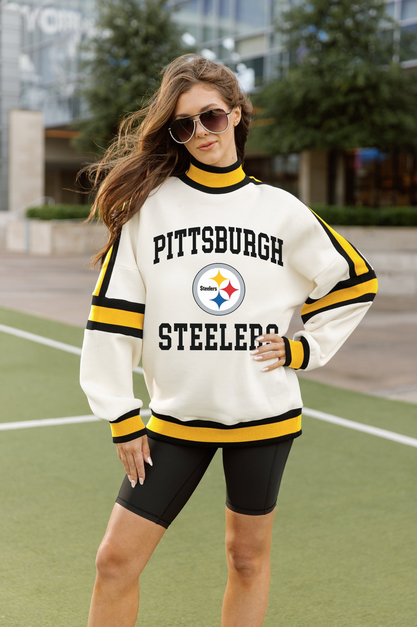 PITTSBURGH STEELERS VIVID MOTION COLORBLOCK TURTLENECK PULLOVER