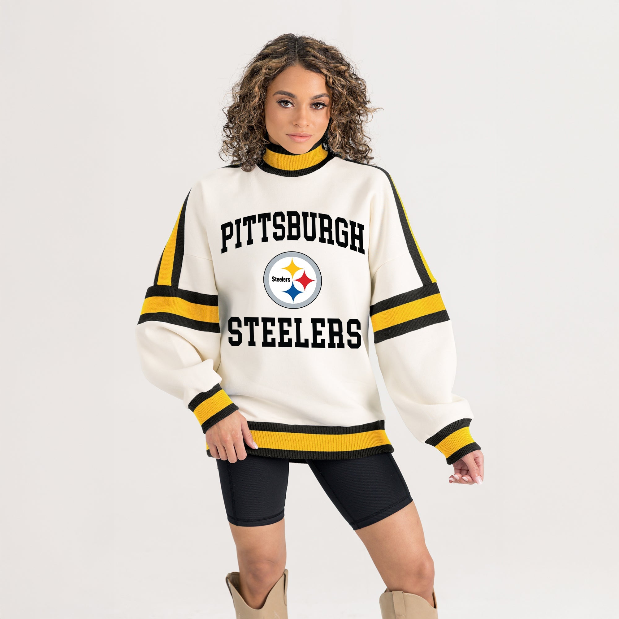 PITTSBURGH STEELERS VIVID MOTION COLORBLOCK TURTLENECK PULLOVER