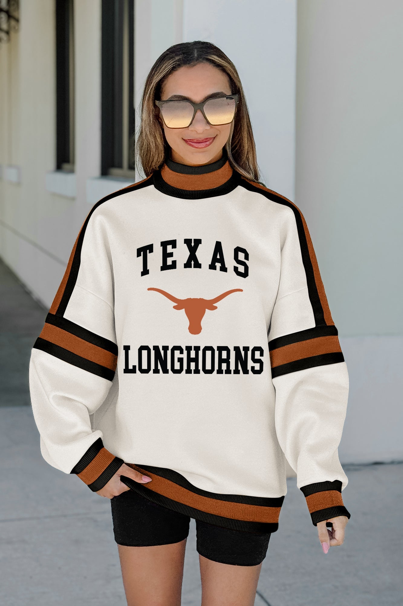 TEXAS LONGHORNS VIVID MOTION COLORBLOCK TURTLENECK PULLOVER