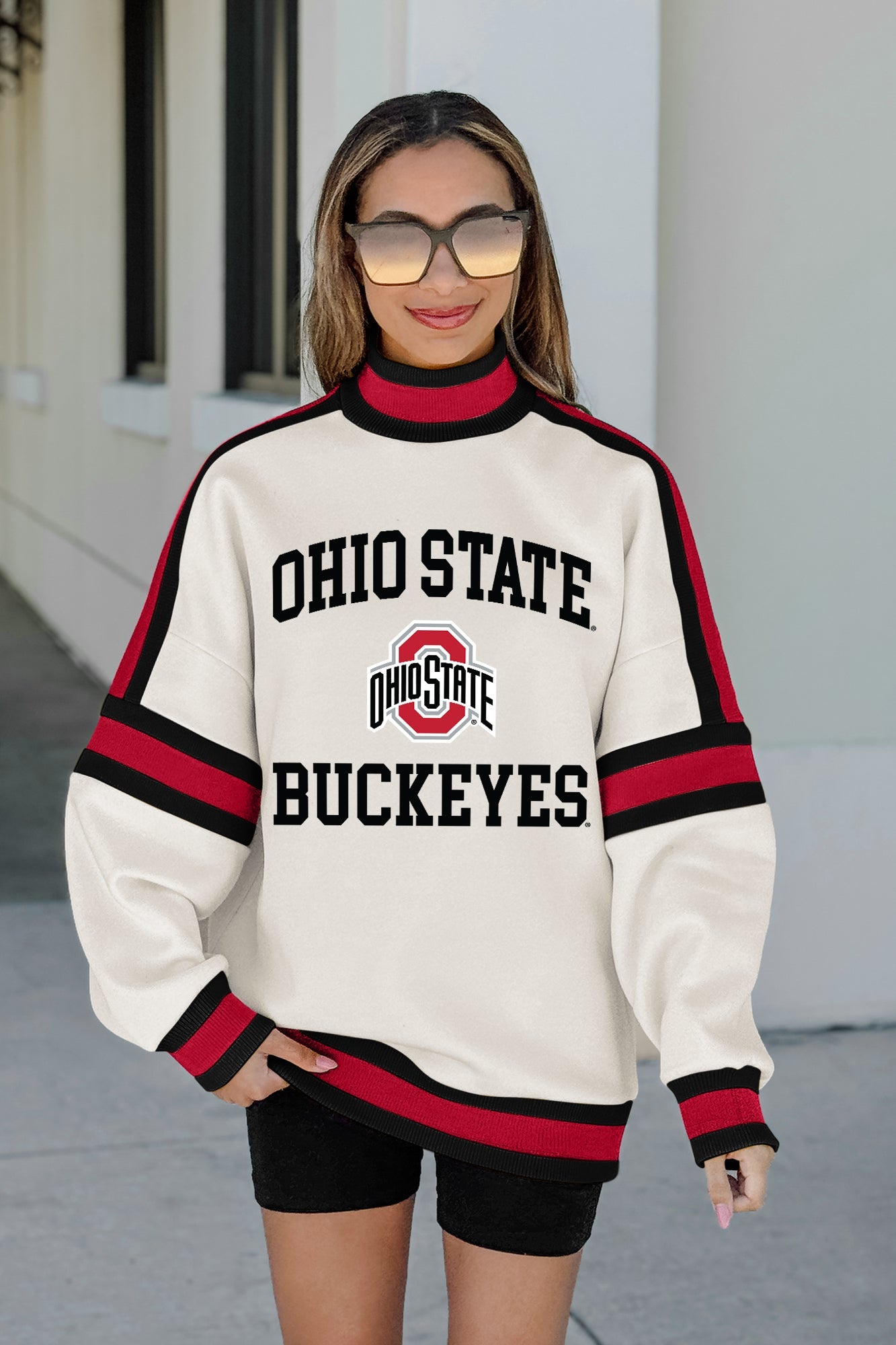 OHIO STATE BUCKEYES VIVID MOTION COLORBLOCK TURTLENECK PULLOVER