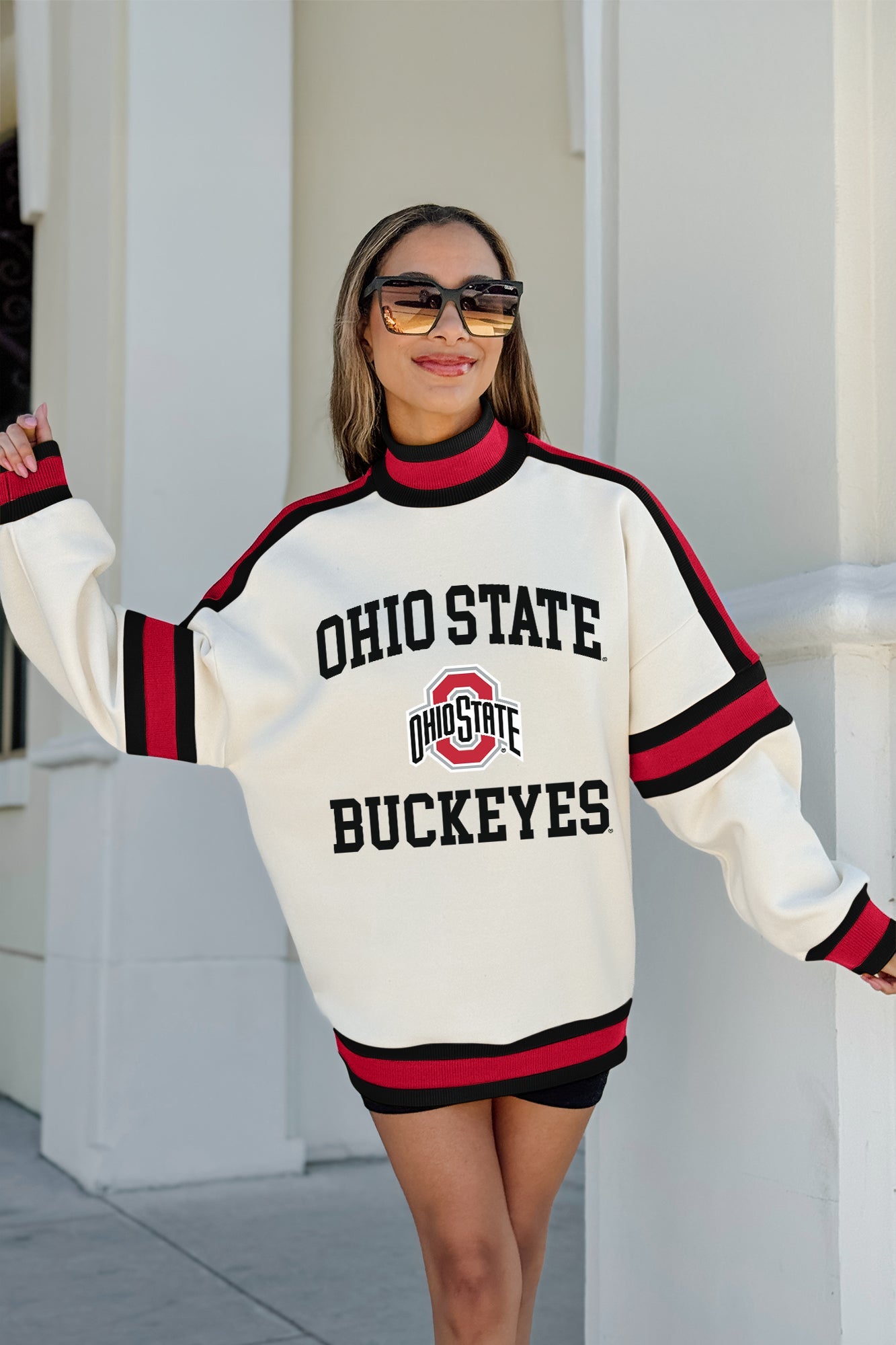 OHIO STATE BUCKEYES VIVID MOTION COLORBLOCK TURTLENECK PULLOVER