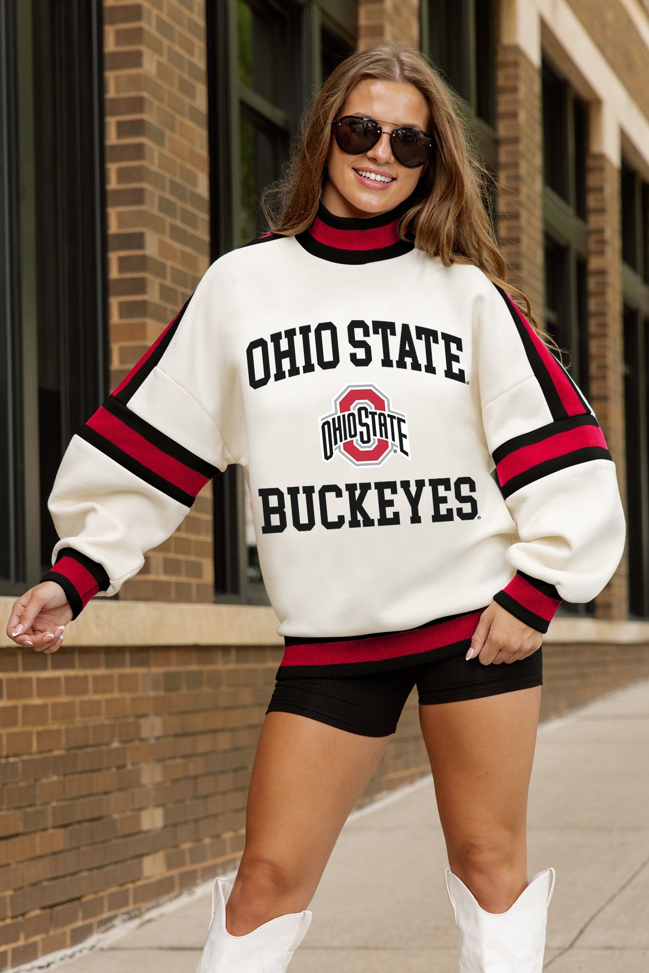 OHIO STATE BUCKEYES VIVID MOTION COLORBLOCK TURTLENECK PULLOVER